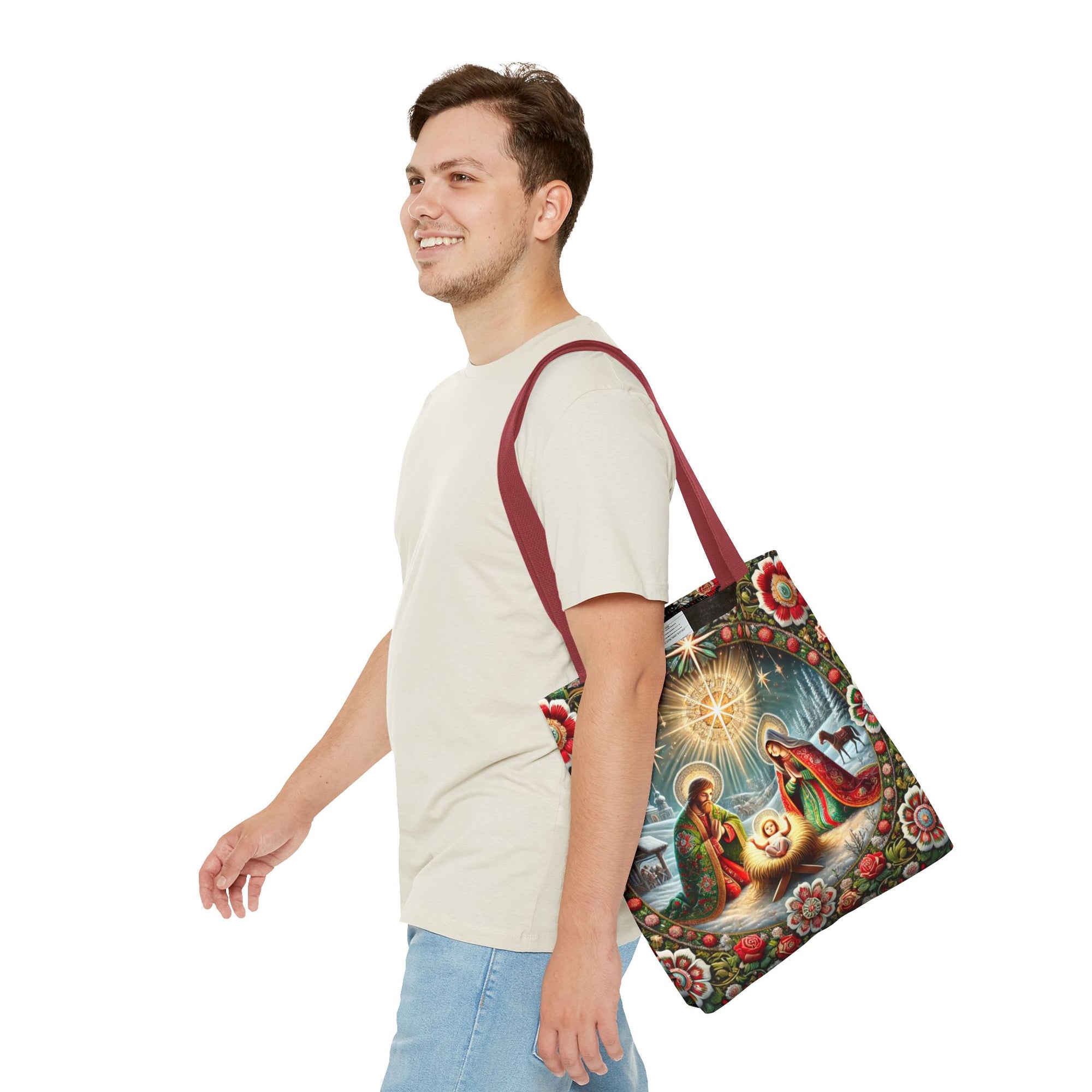 Nativity Scene Holy Family Manger Biblical Artwork Tote Bag