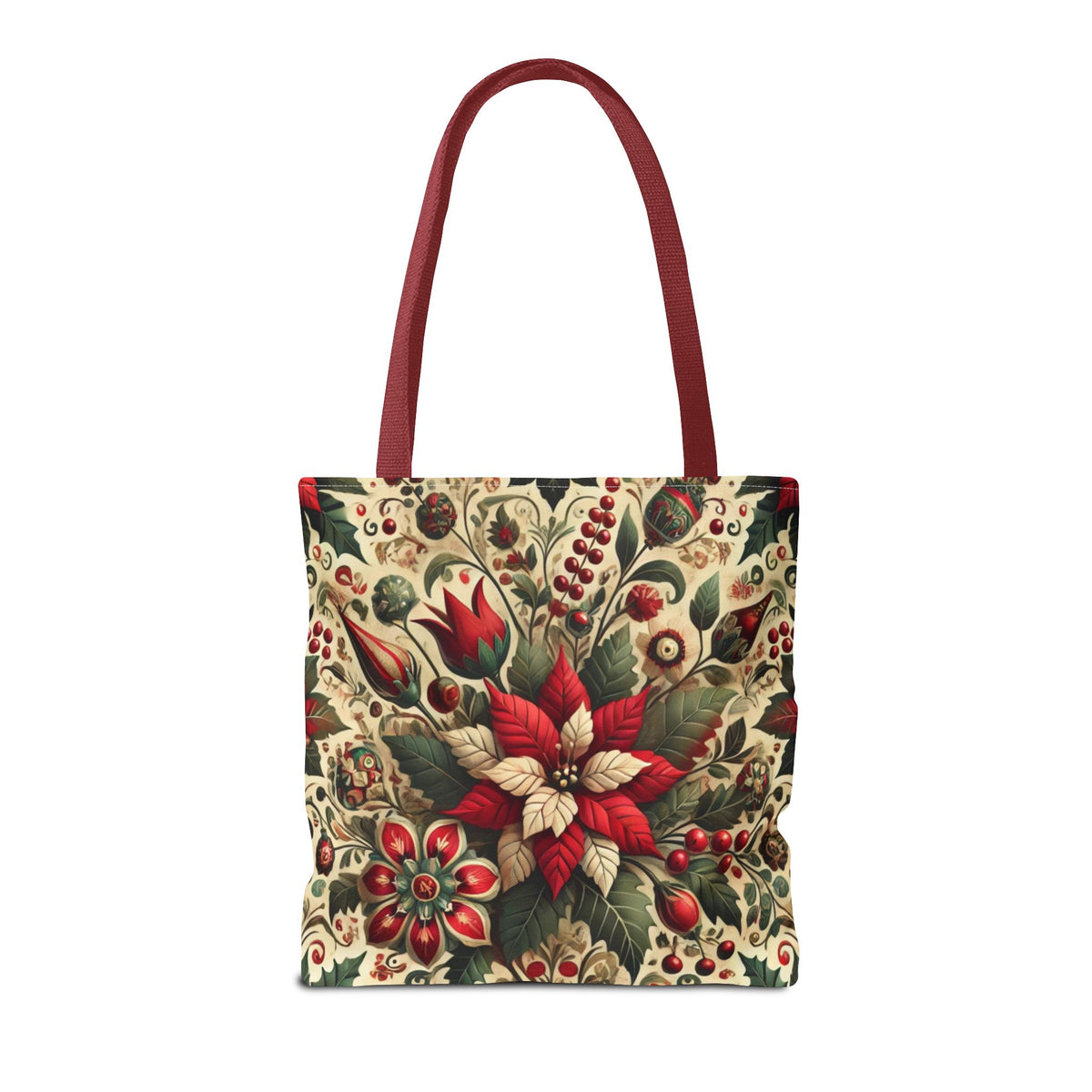 Christmas Poinsettia Floral Art Holiday Tote Bag