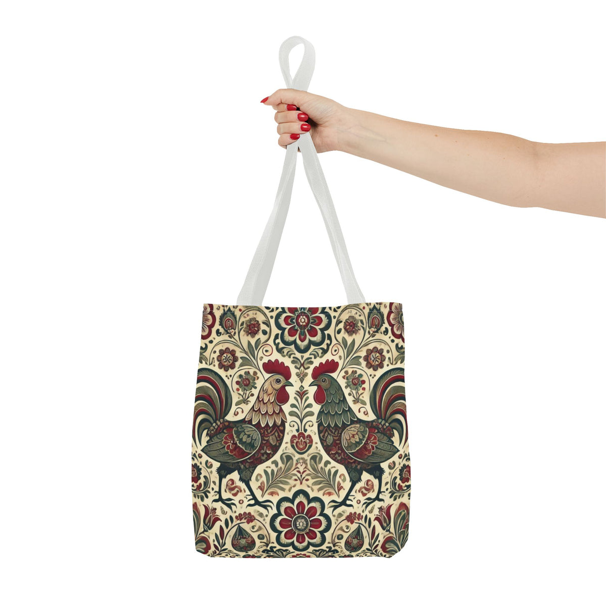 Retro Themed Polish Wycinanki Rooster Pattern Folk Art Tote Bag