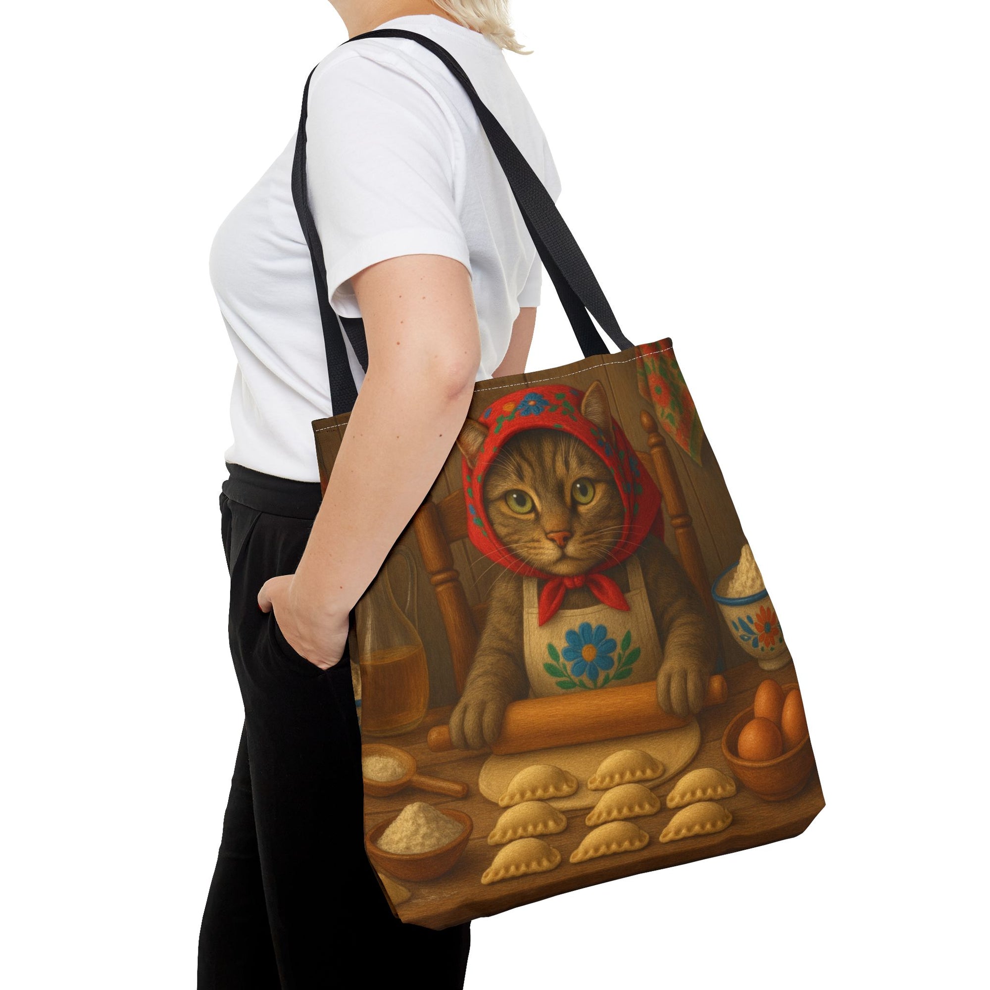 Slovak Babka Cat Making Pirohy Tote Bag