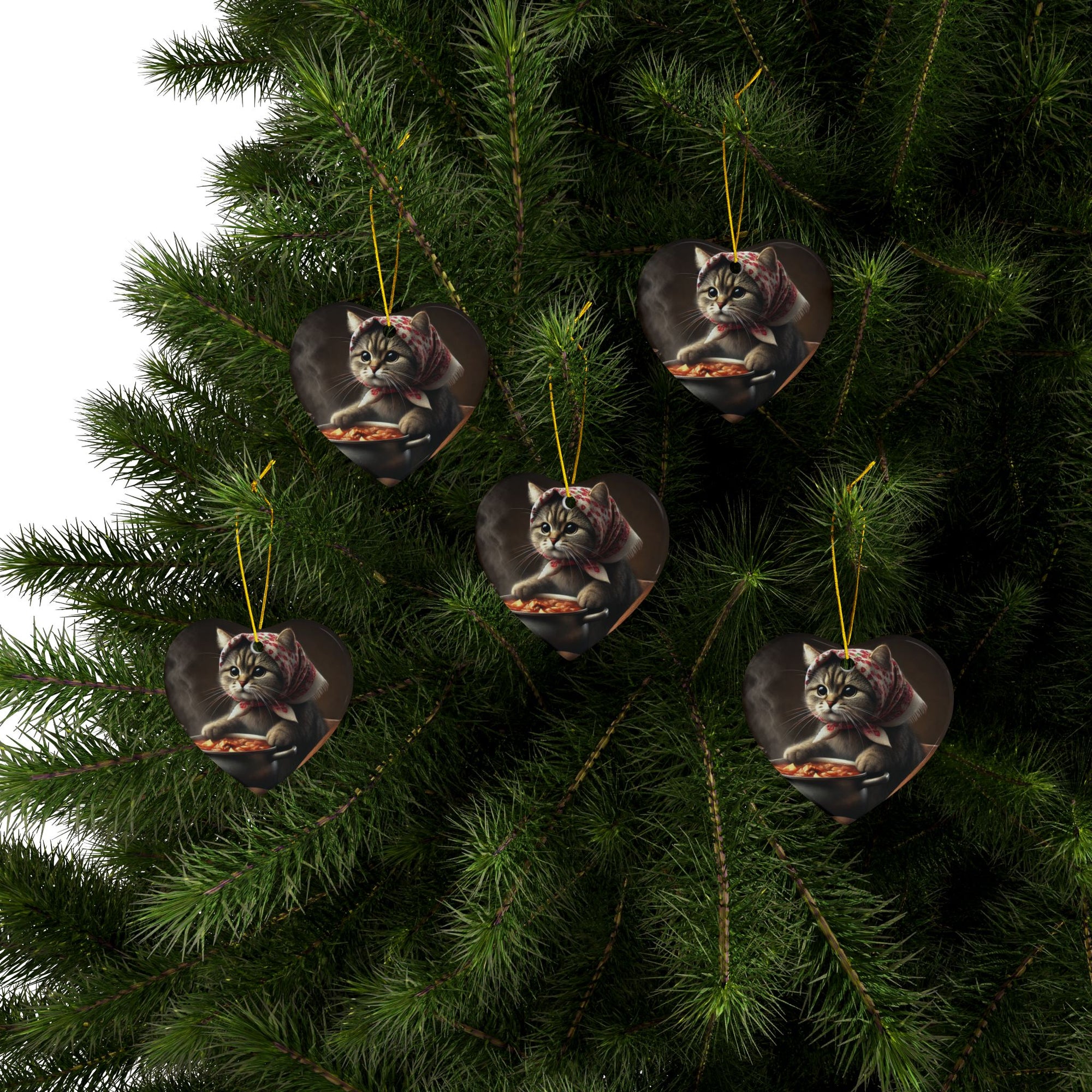 Polish Cat Making Bigos Ceramic Ornaments