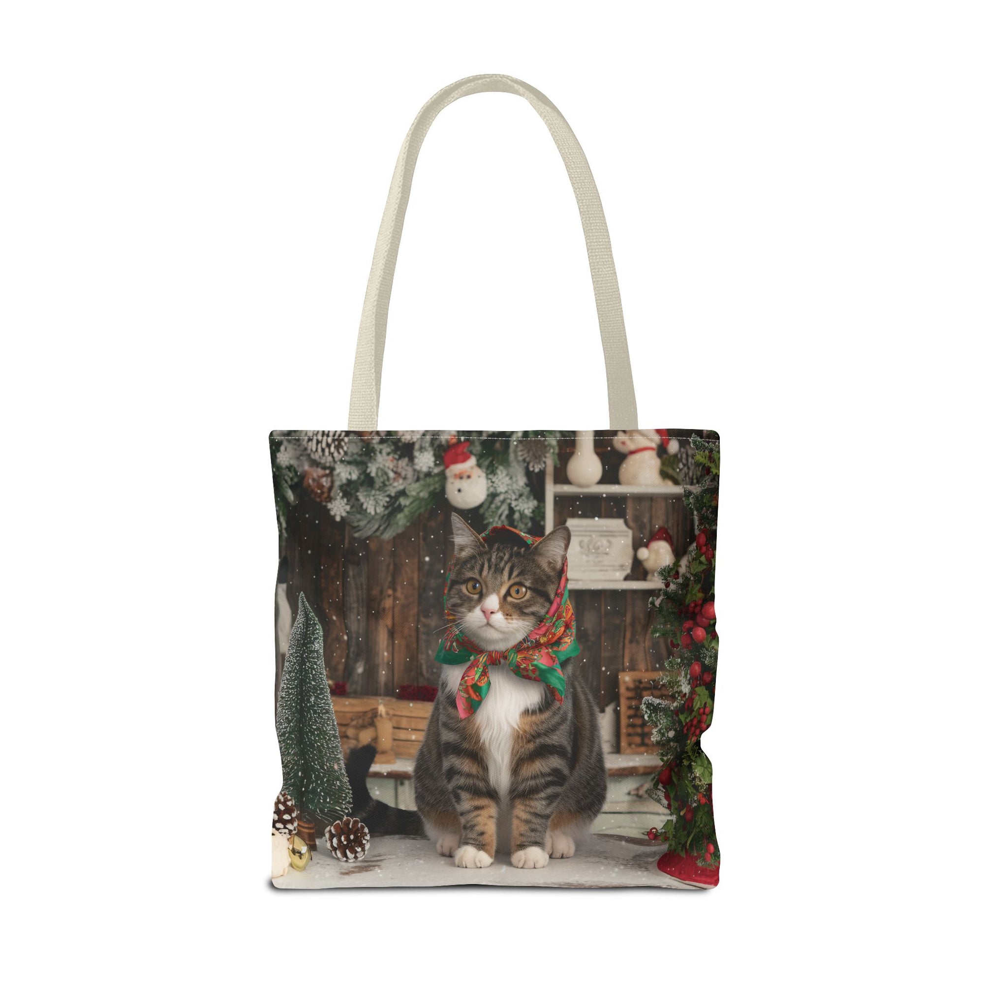 Babushka Cat Holiday Christmas Tote Bag