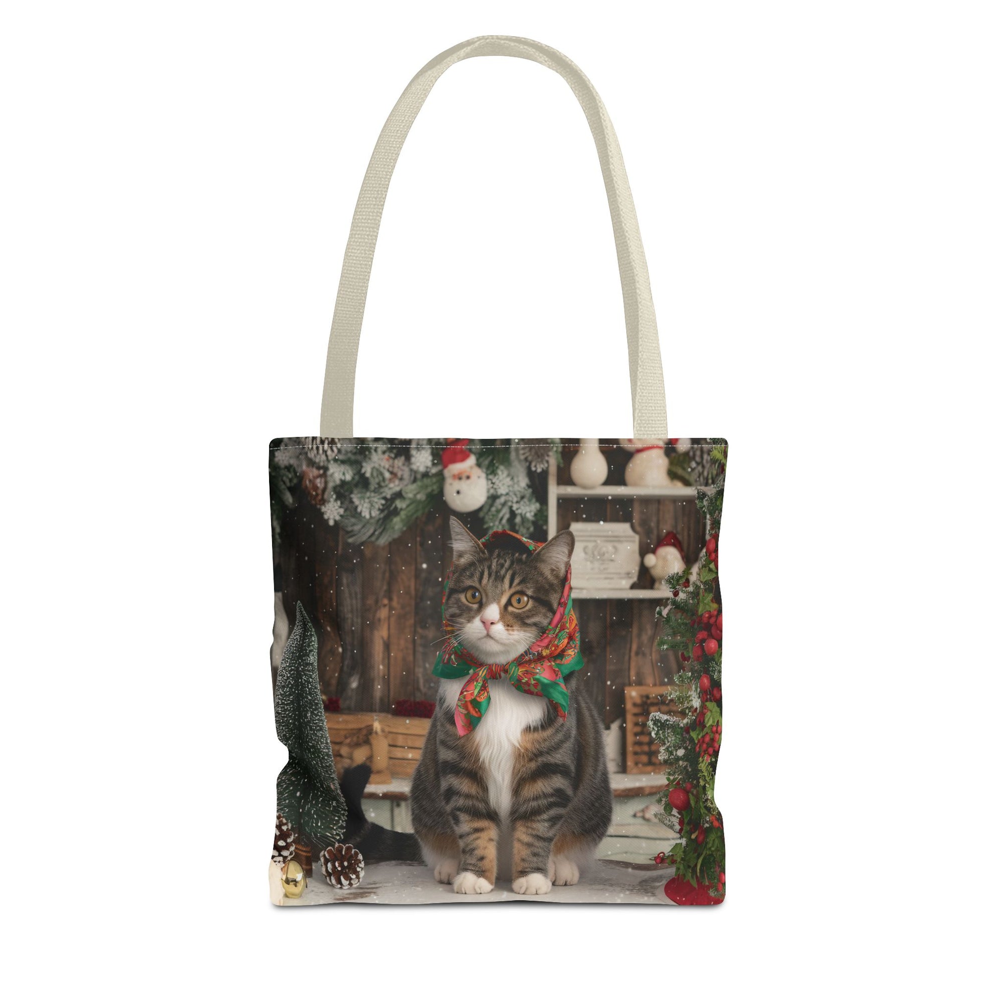 Babushka Cat Holiday Christmas Tote Bag