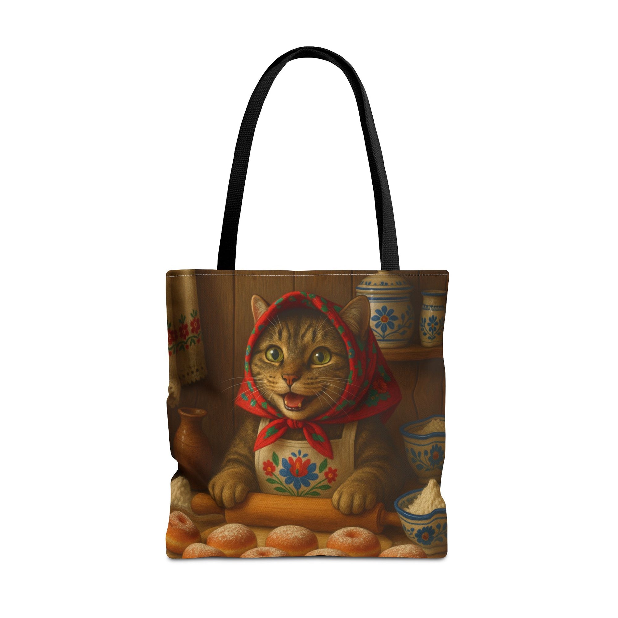 Babushka Cat Making Paczki Polish Donuts Tote Bag