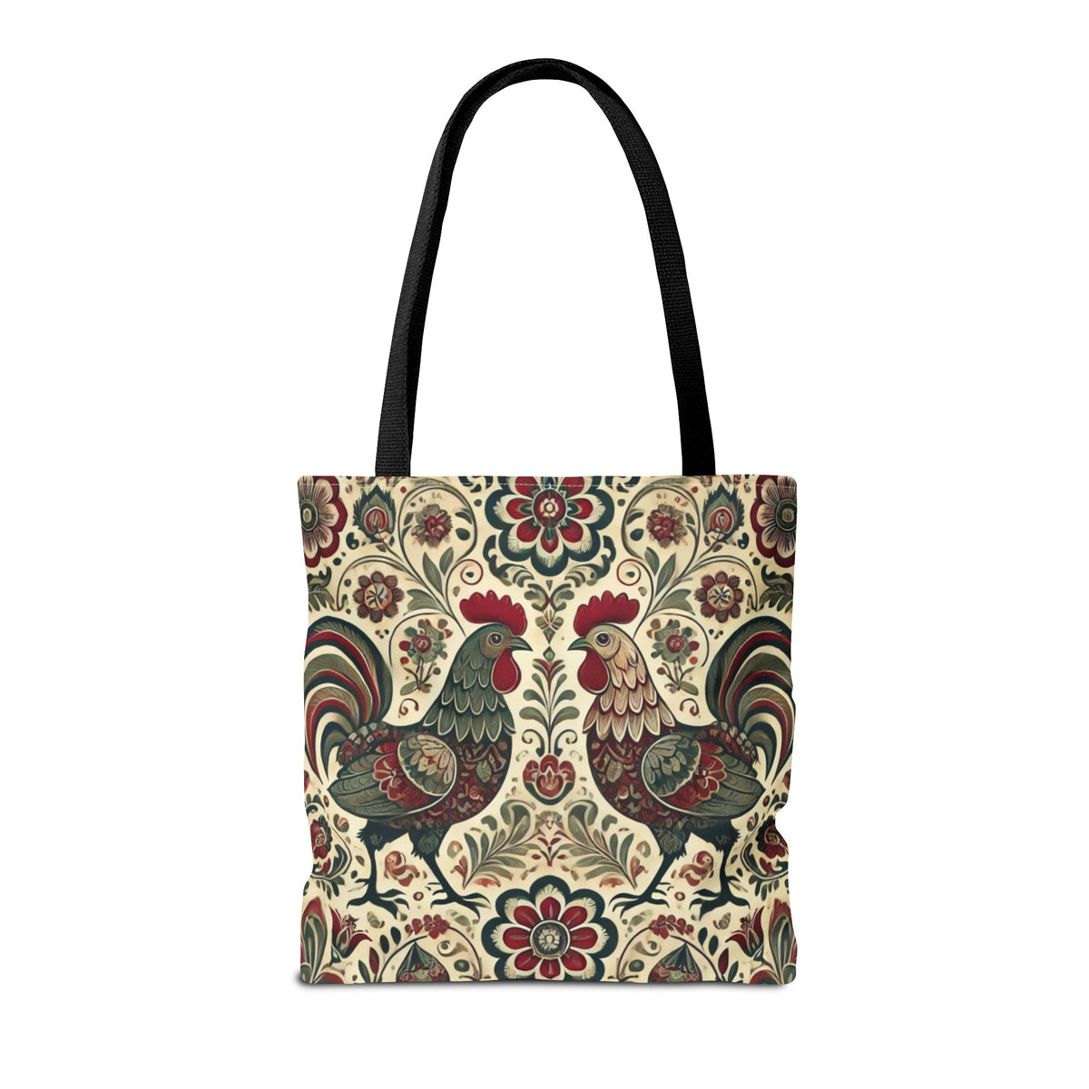 Retro Themed Polish Wycinanki Rooster Pattern Folk Art Tote Bag