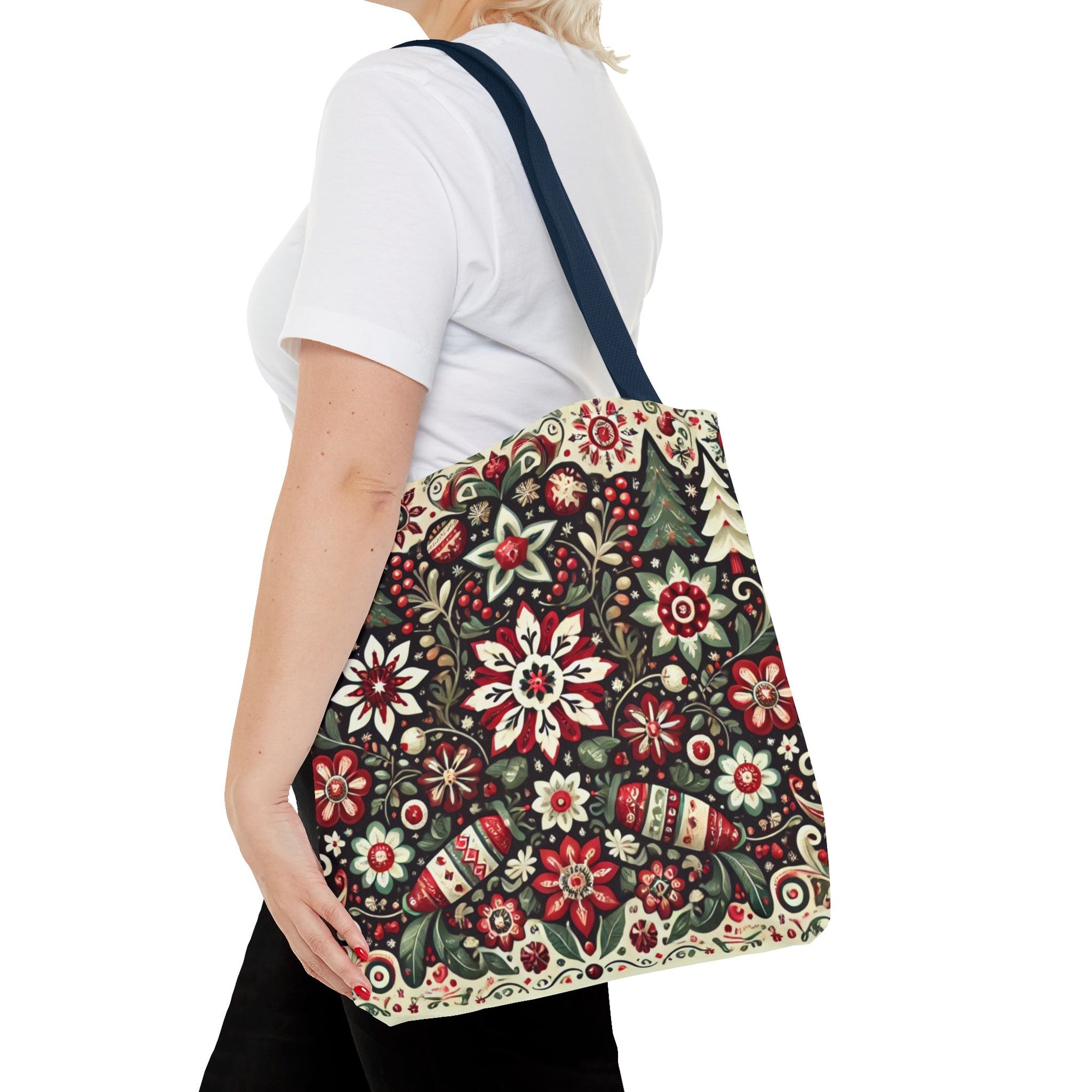 Antique Holiday Retro Christmas Folk Art Tote Bag