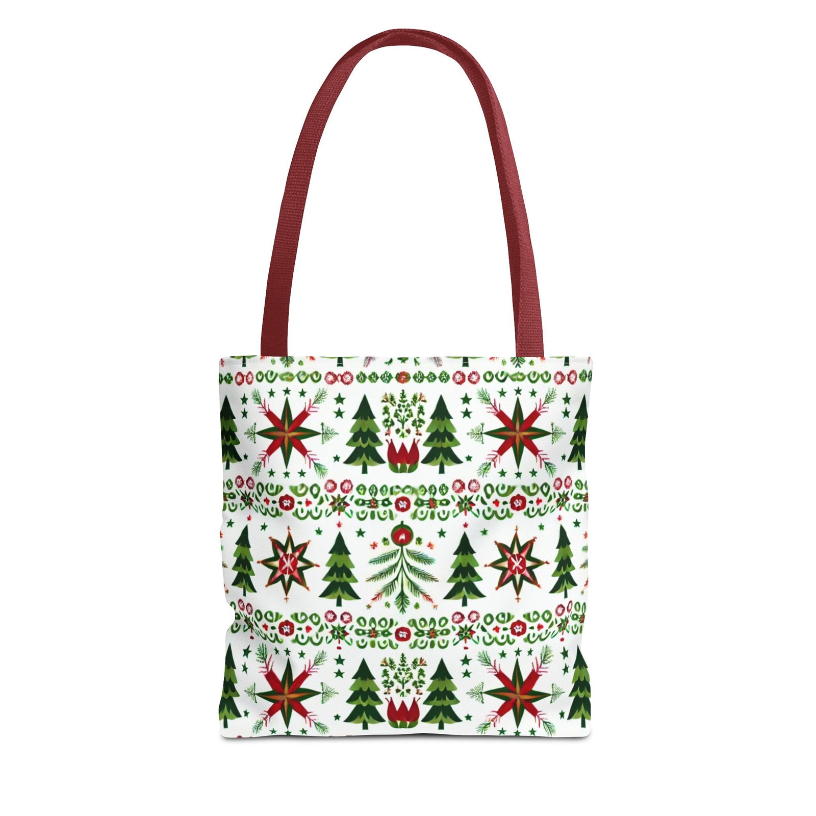 Polish Christmas Folk Art Pattern Stars Pines & Florals Tote Bag