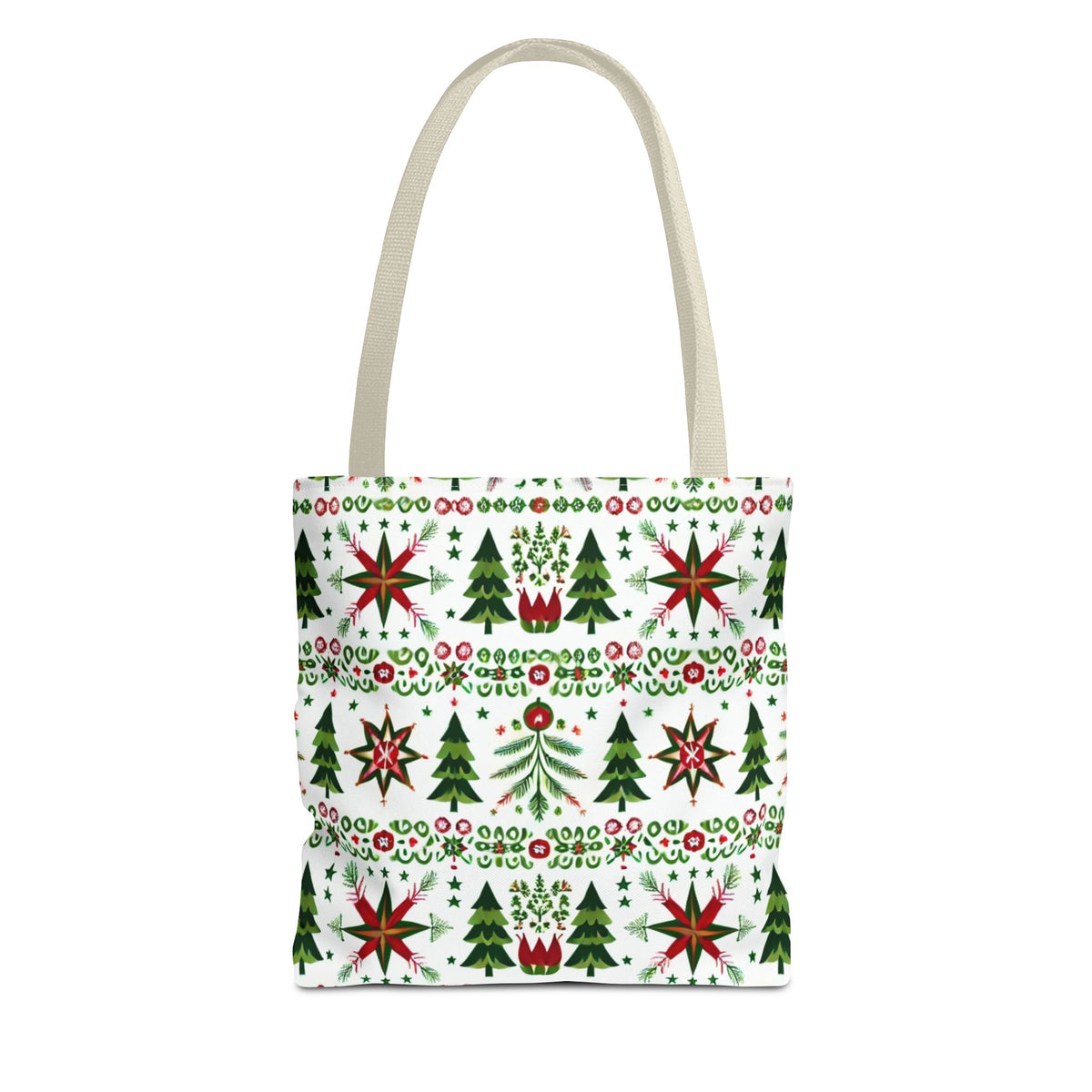 Polish Christmas Folk Art Pattern Stars Pines &amp; Florals Tote Bag