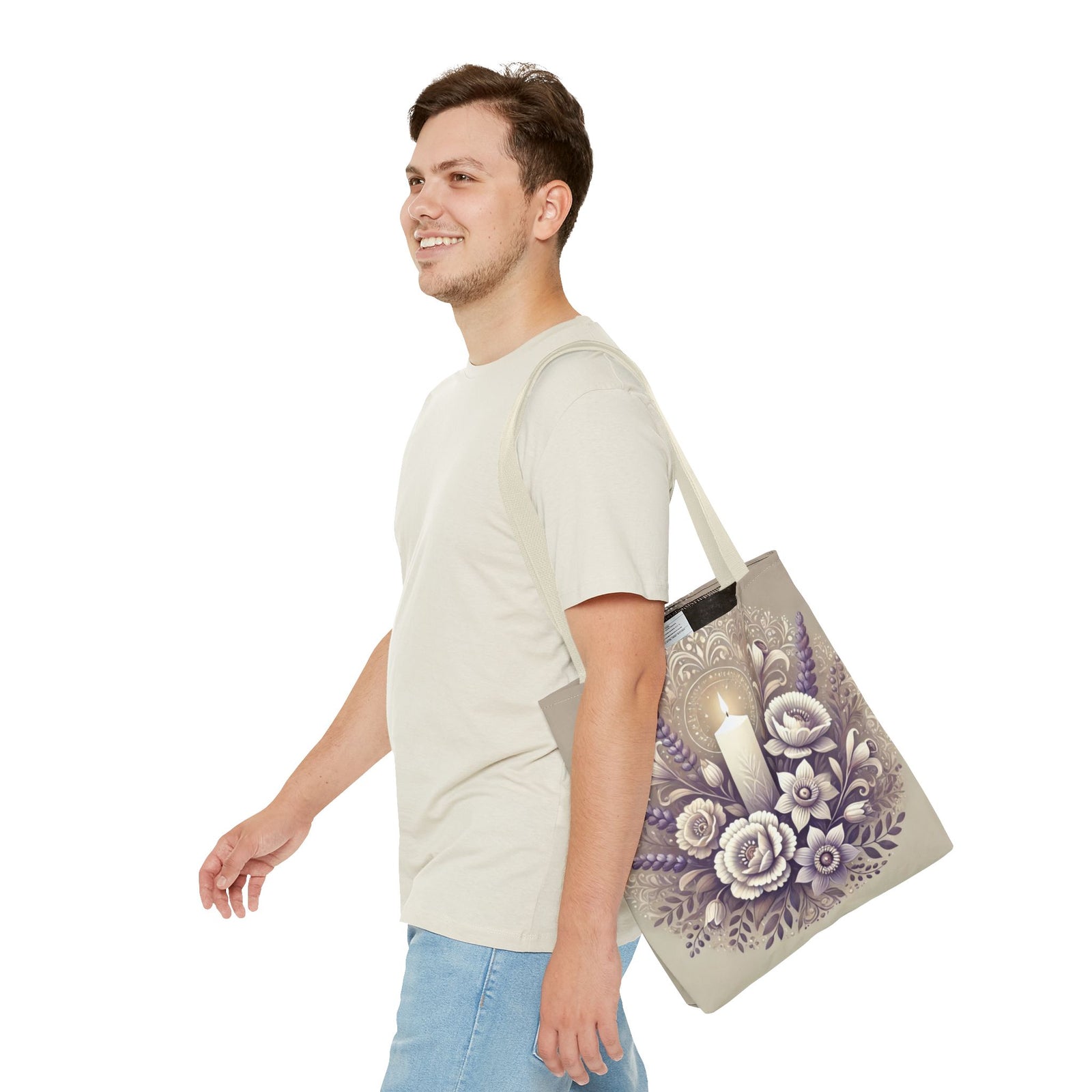 All Saints Day Religious Floral Folk Art Tote Bag