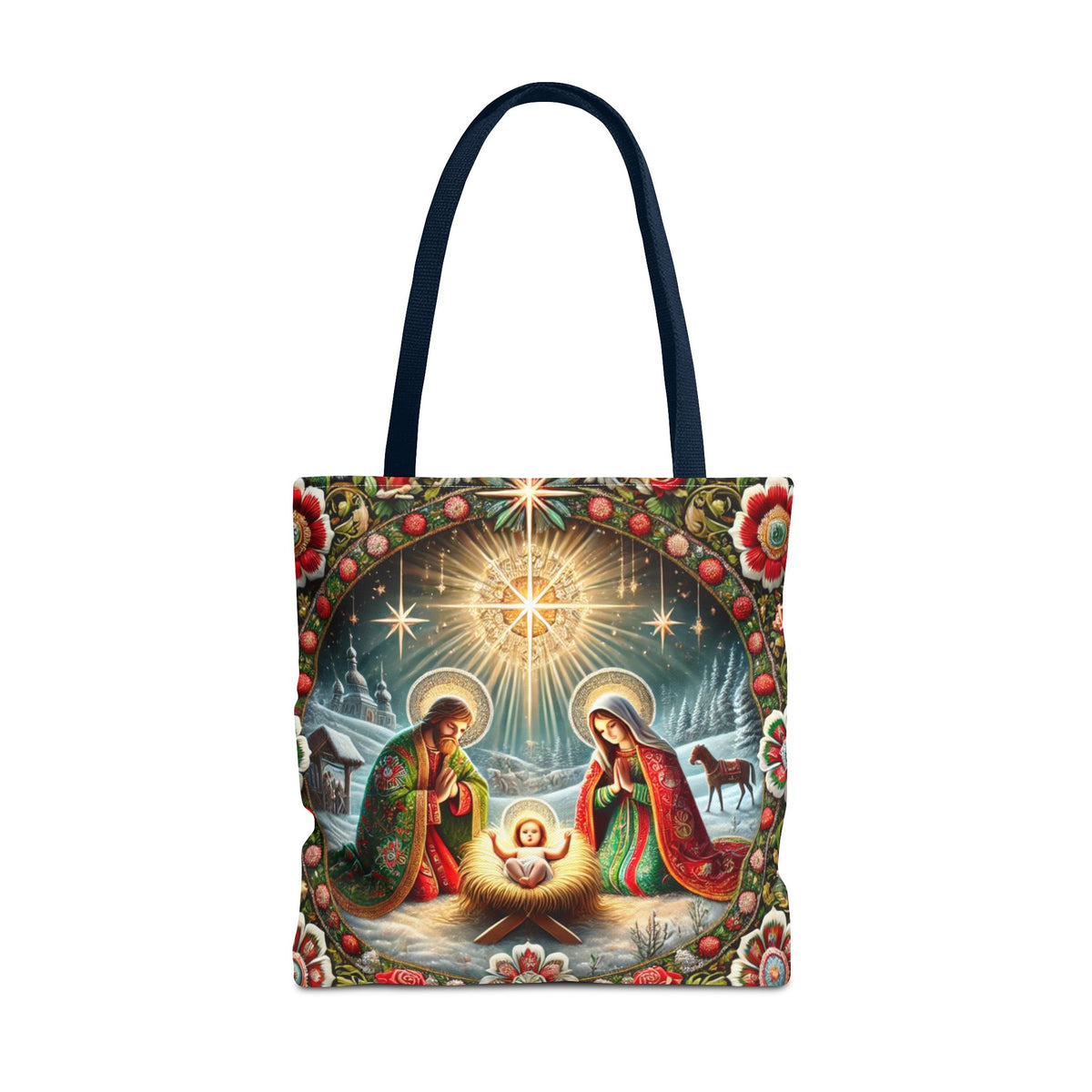 Nativity Scene Holy Family Manger Biblical Artwork Tote Bag