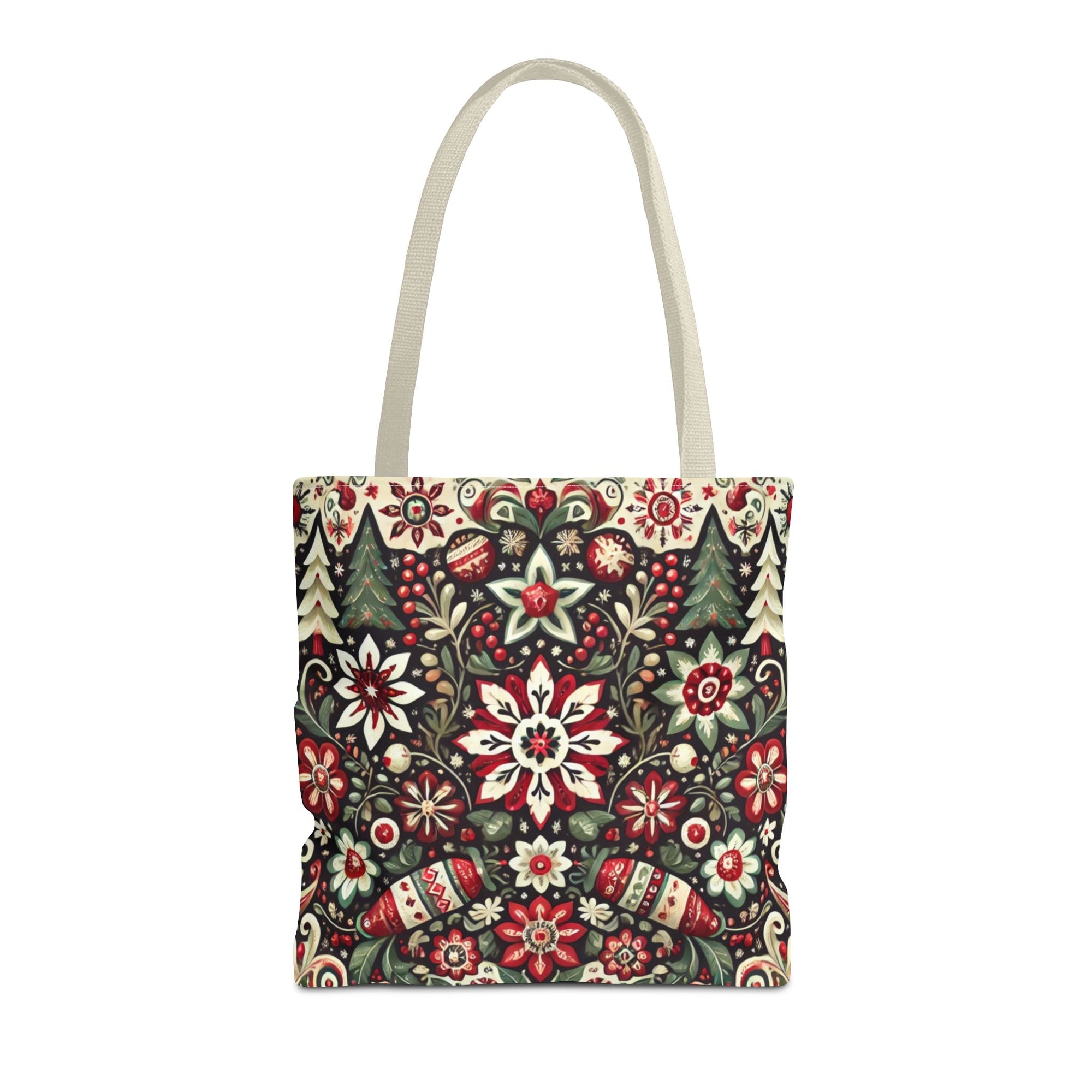 Antique Holiday Retro Christmas Folk Art Tote Bag
