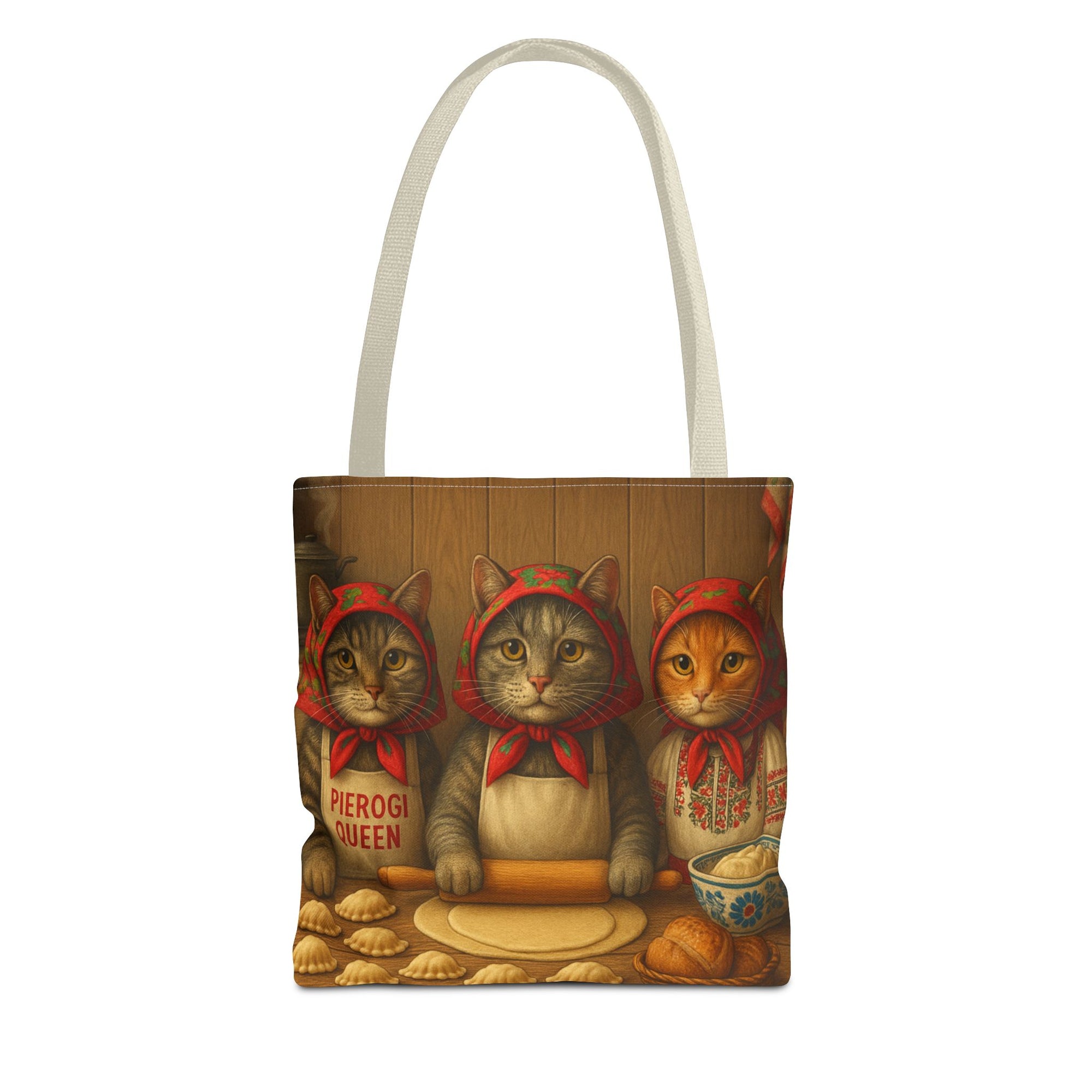 Babcia Cat Trio Making Pierogi Tote Bag