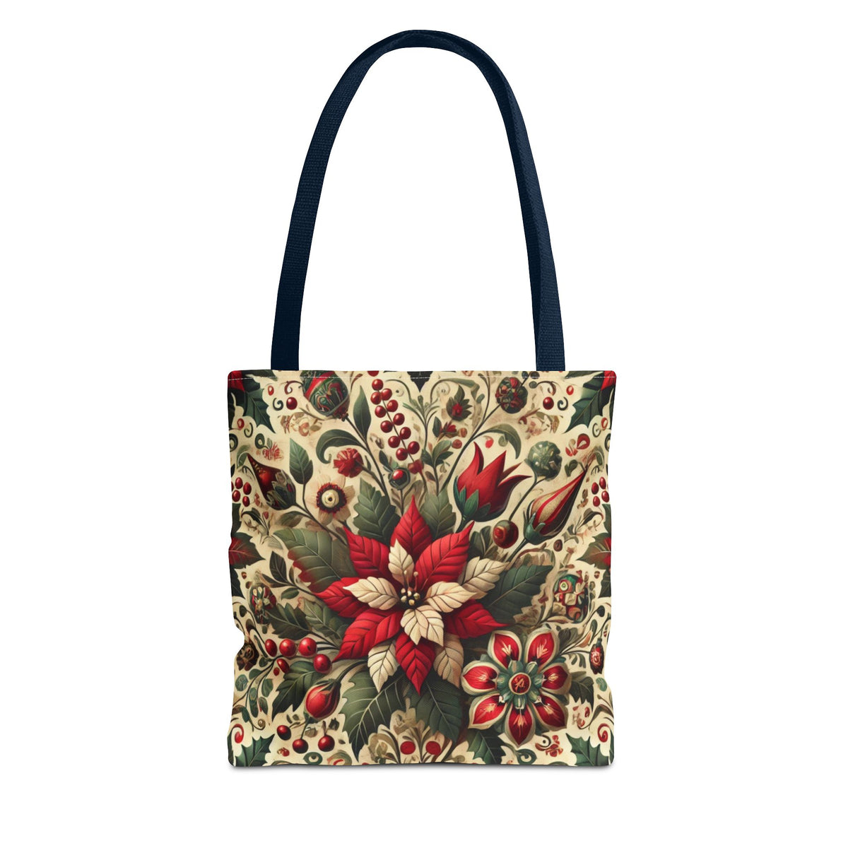 Christmas Poinsettia Floral Art Holiday Tote Bag