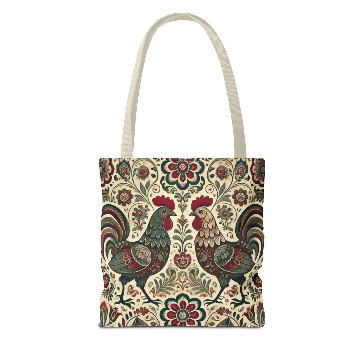 Retro Themed Polish Wycinanki Rooster Pattern Folk Art Tote Bag