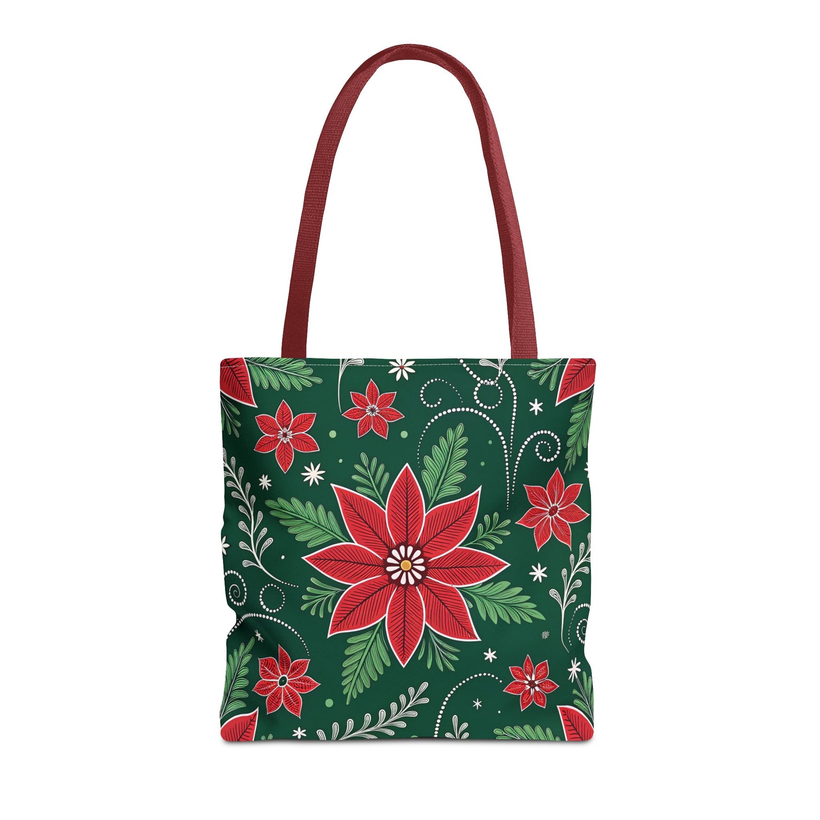 Christmas Poinsettia Folk Art Tote Bag