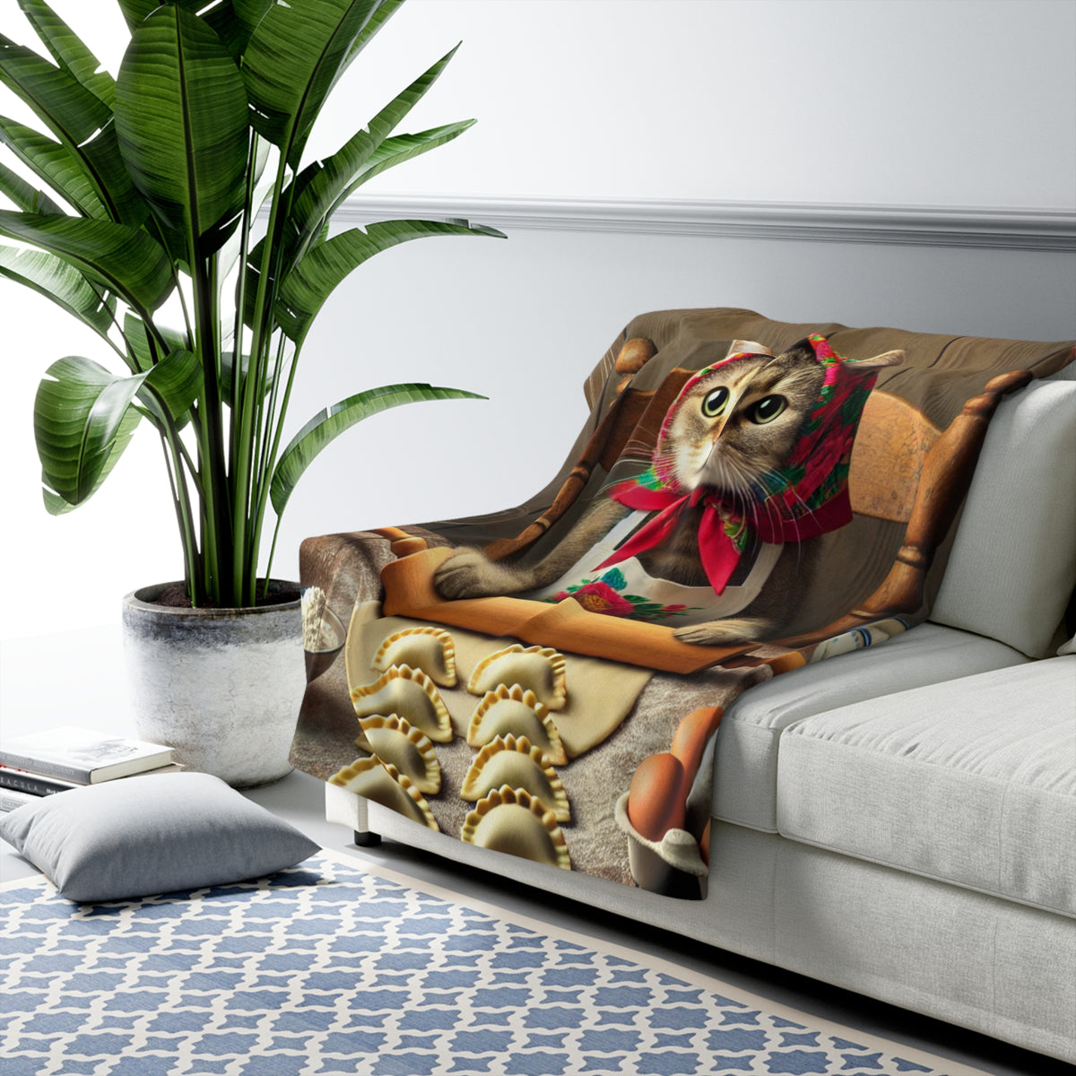 Pierogi Cat Sherpa Fleece Blanket