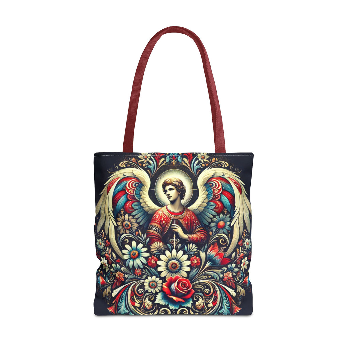 Archangel Michael Polish Floral Folk Art Tote Bag