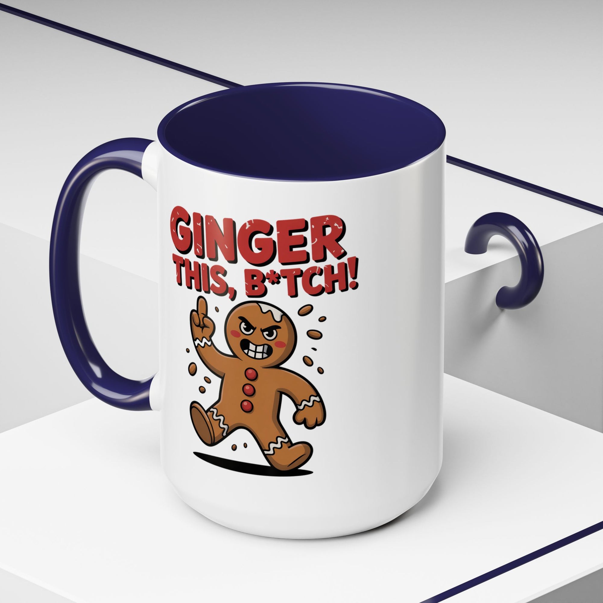 Angry Gingerbread Man Coffee Mug With Color Inside