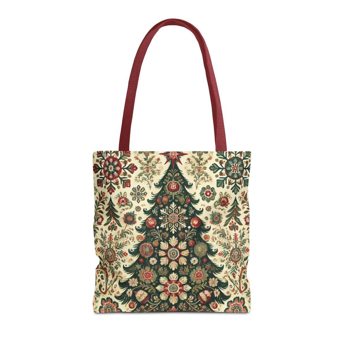 Vintage Christmas Trees Polish Folk Art Pattern Tote Bag