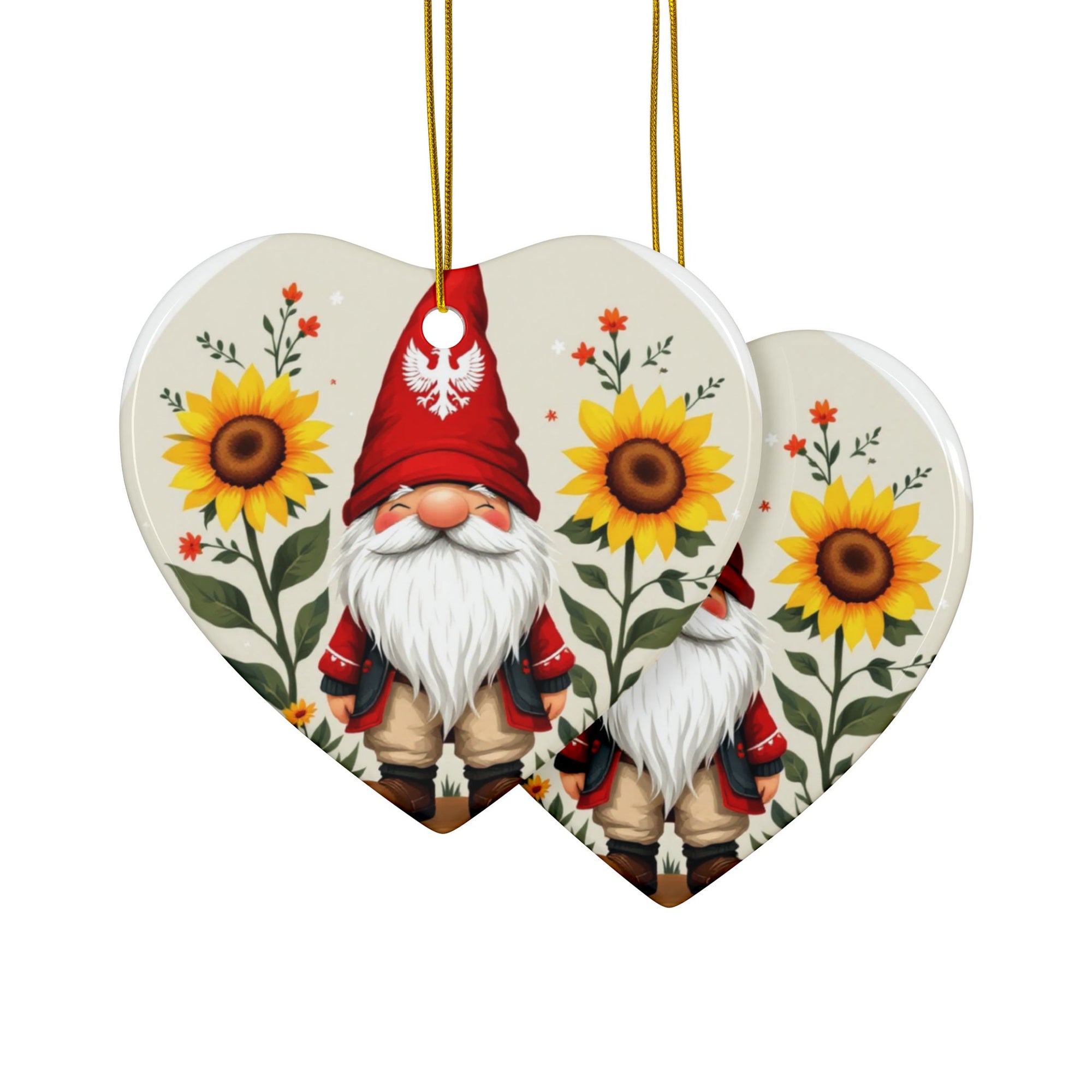 Poland Gnome Sunflower Ceramic Ornaments
