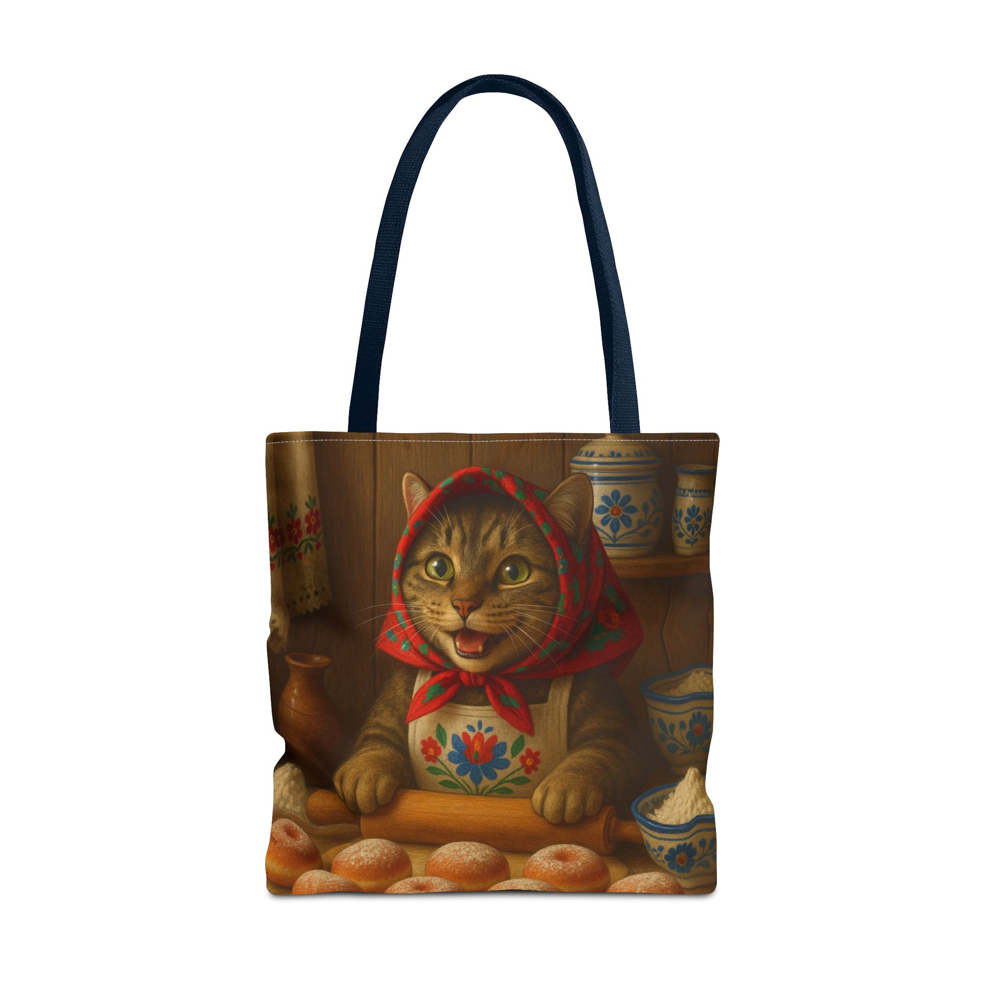 Babushka Cat Making Paczki Polish Donuts Tote Bag