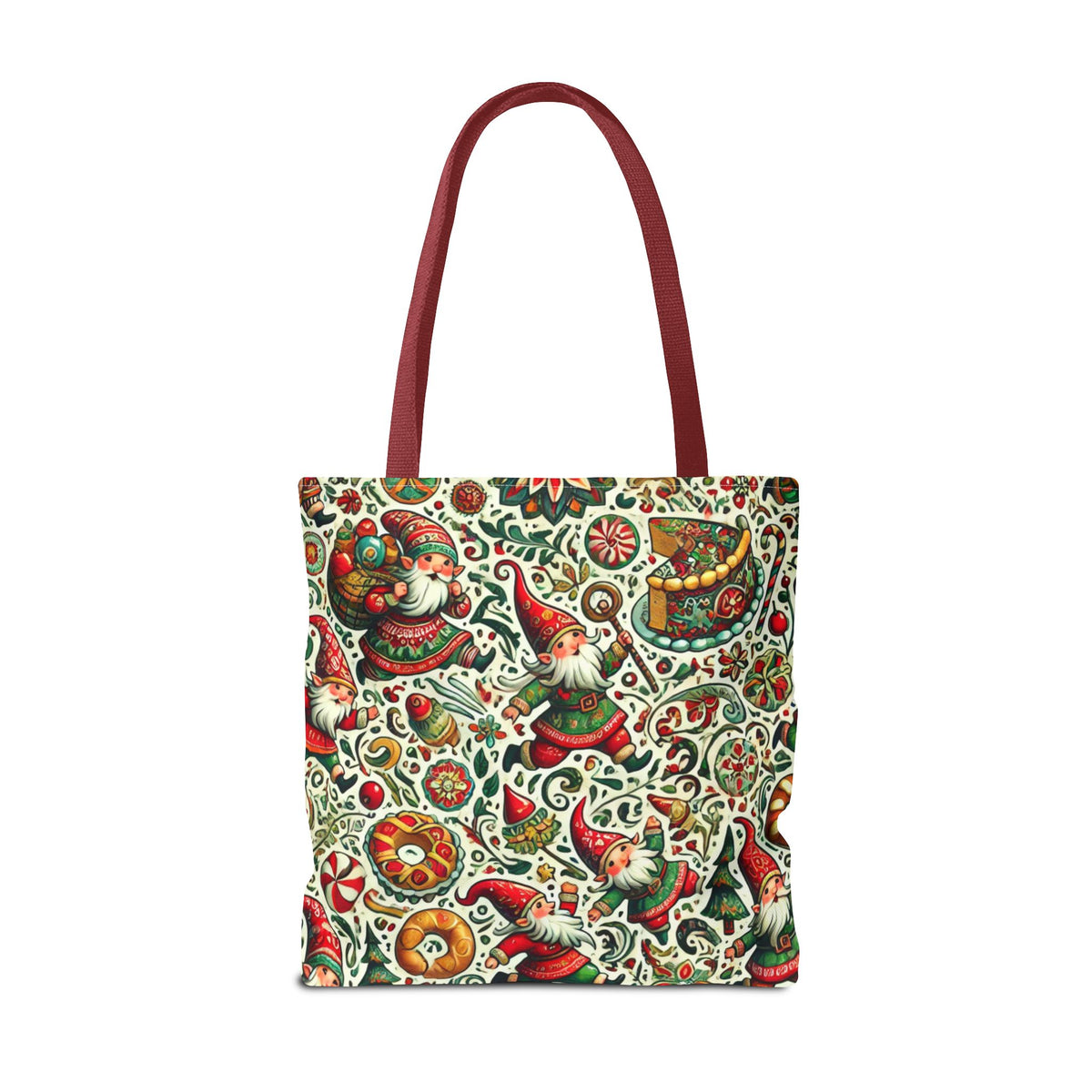 Christmas Gnomes Food Fight Whimsical Holiday Tote Bag