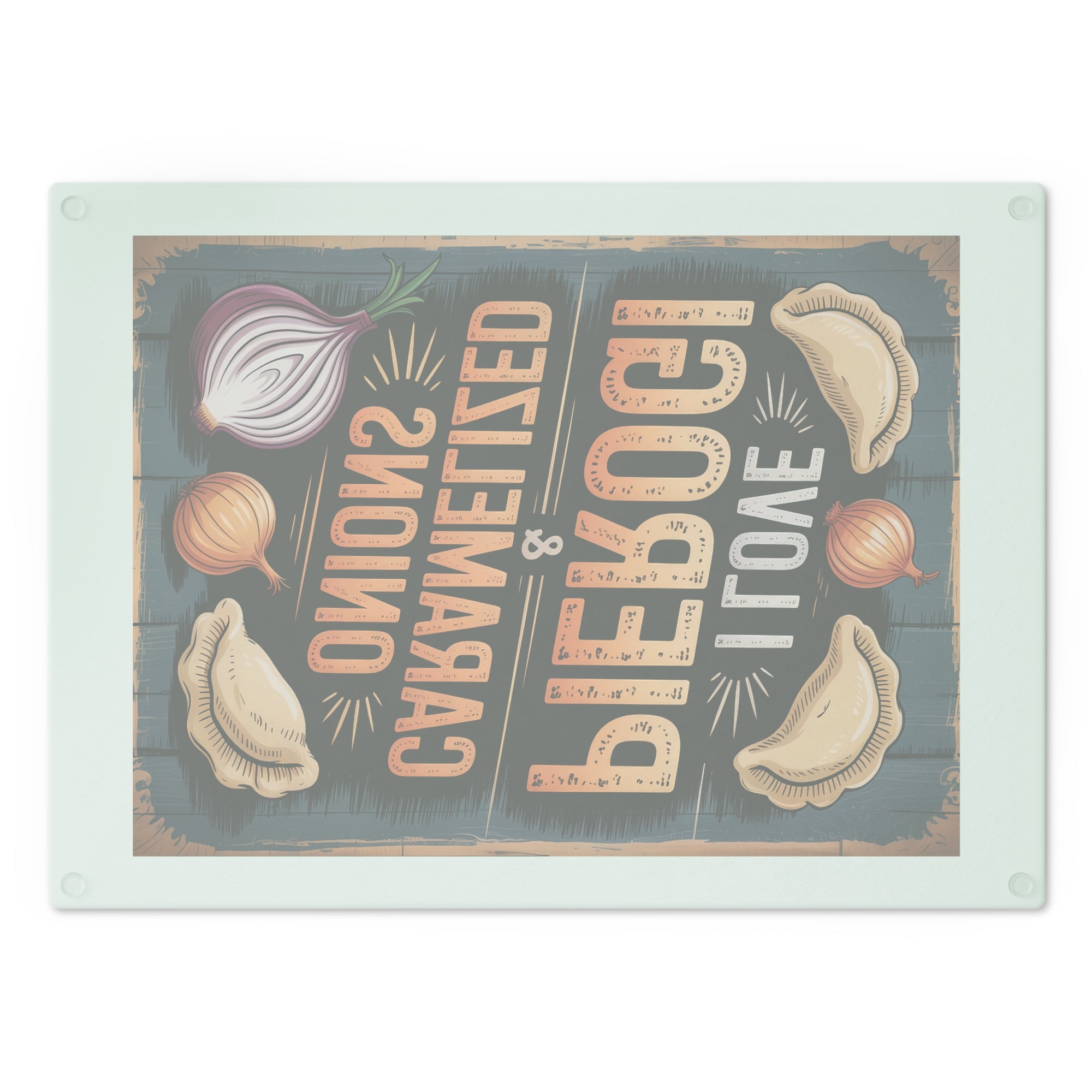 I Love Pierogi Tempered Glass Cutting Board