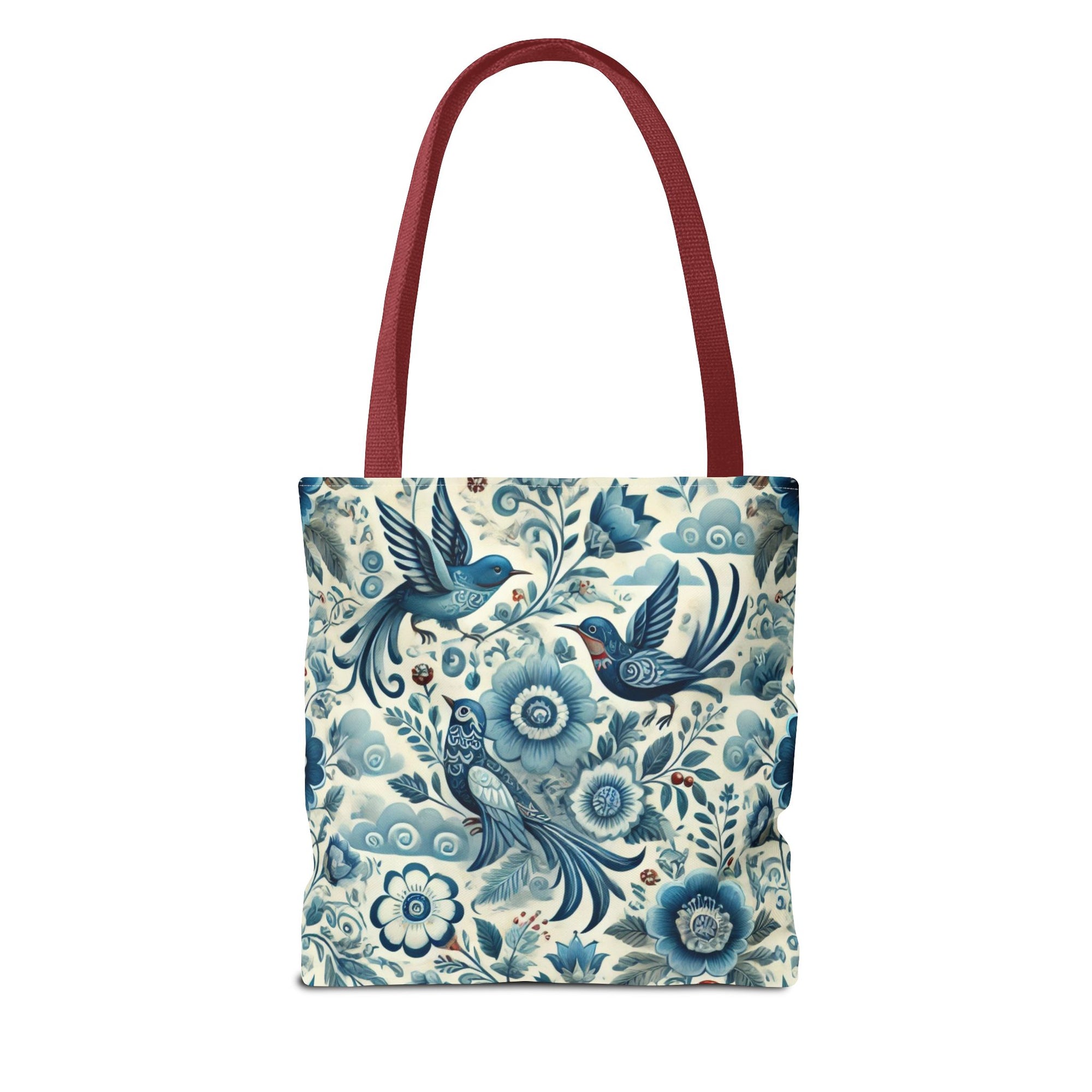 Polish Folk Art Floral & Birds Vibrant Blue Tote Bag (AOP)