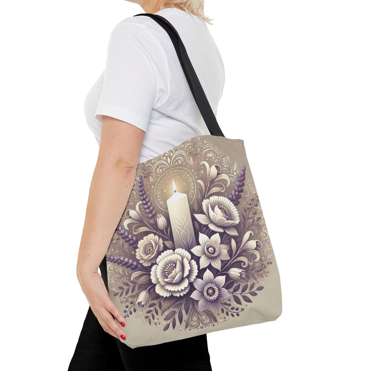 All Saints Day Religious Floral Folk Art Tote Bag