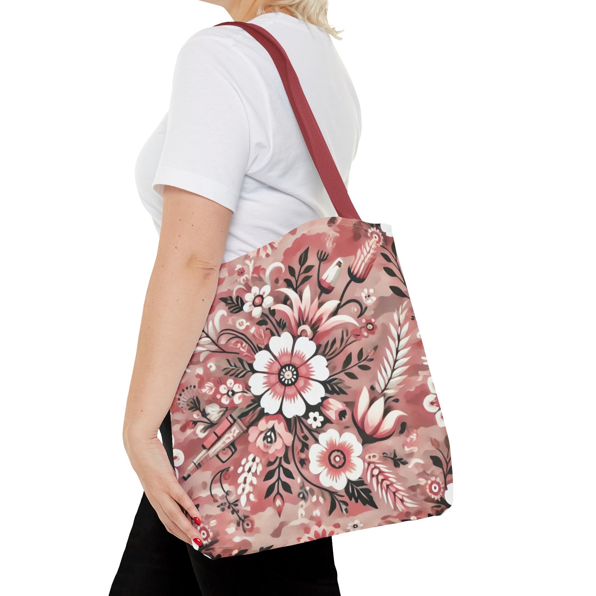 Pink Camouflage Floral Pattern Tote Bag