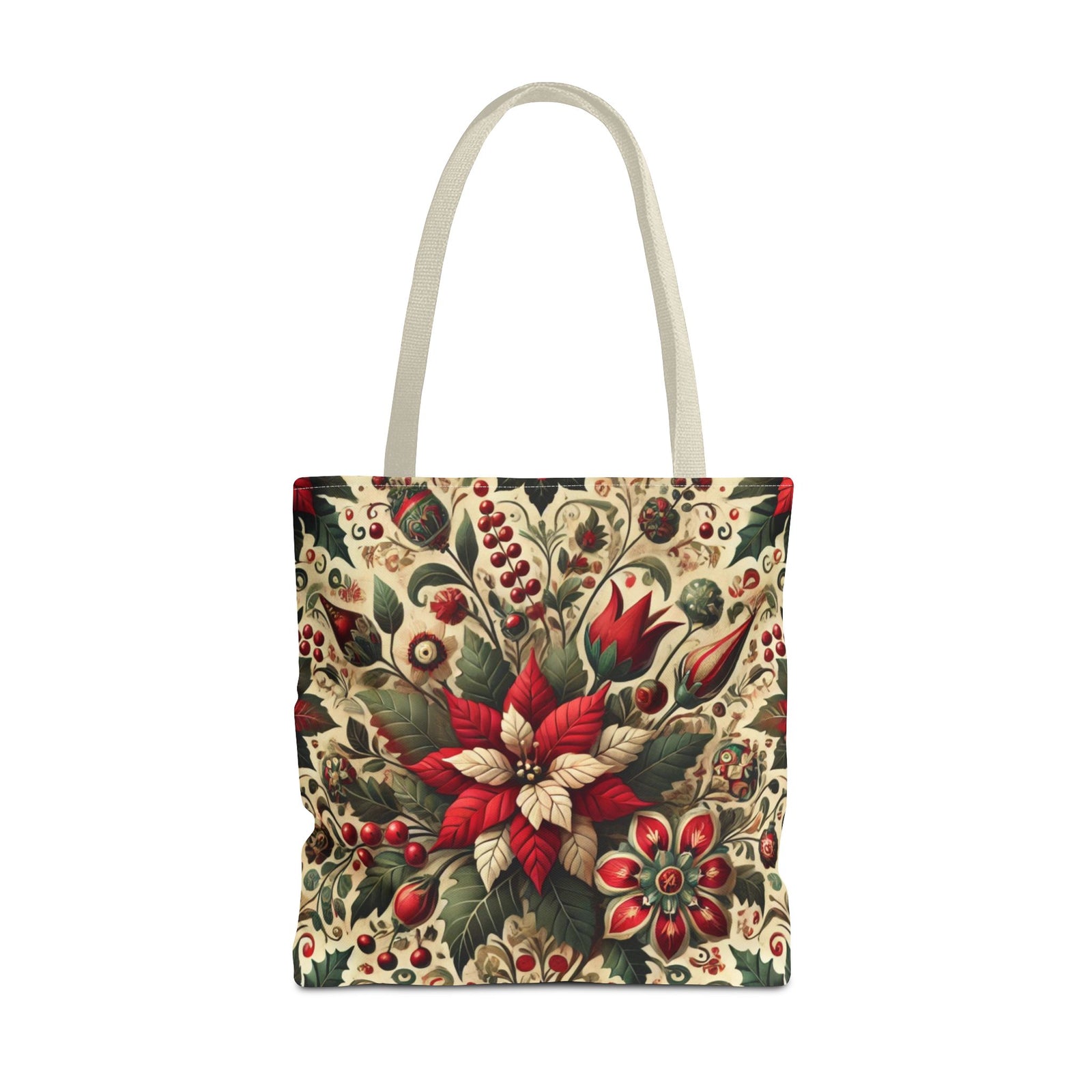 Christmas Poinsettia Floral Art Holiday Tote Bag