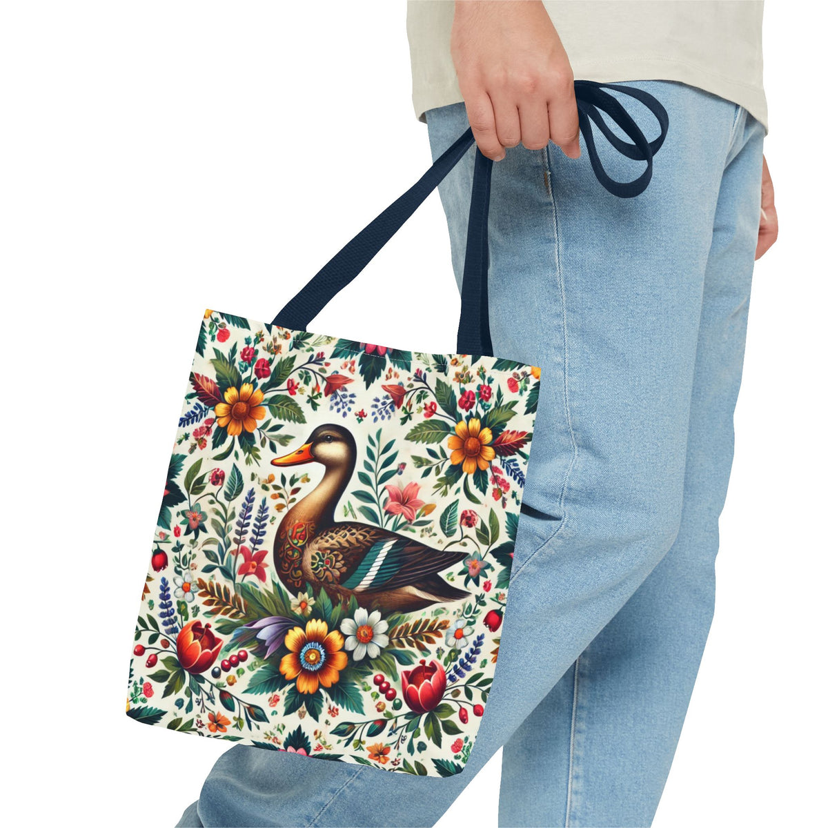 Duck Folk Art Floral Tote Bag