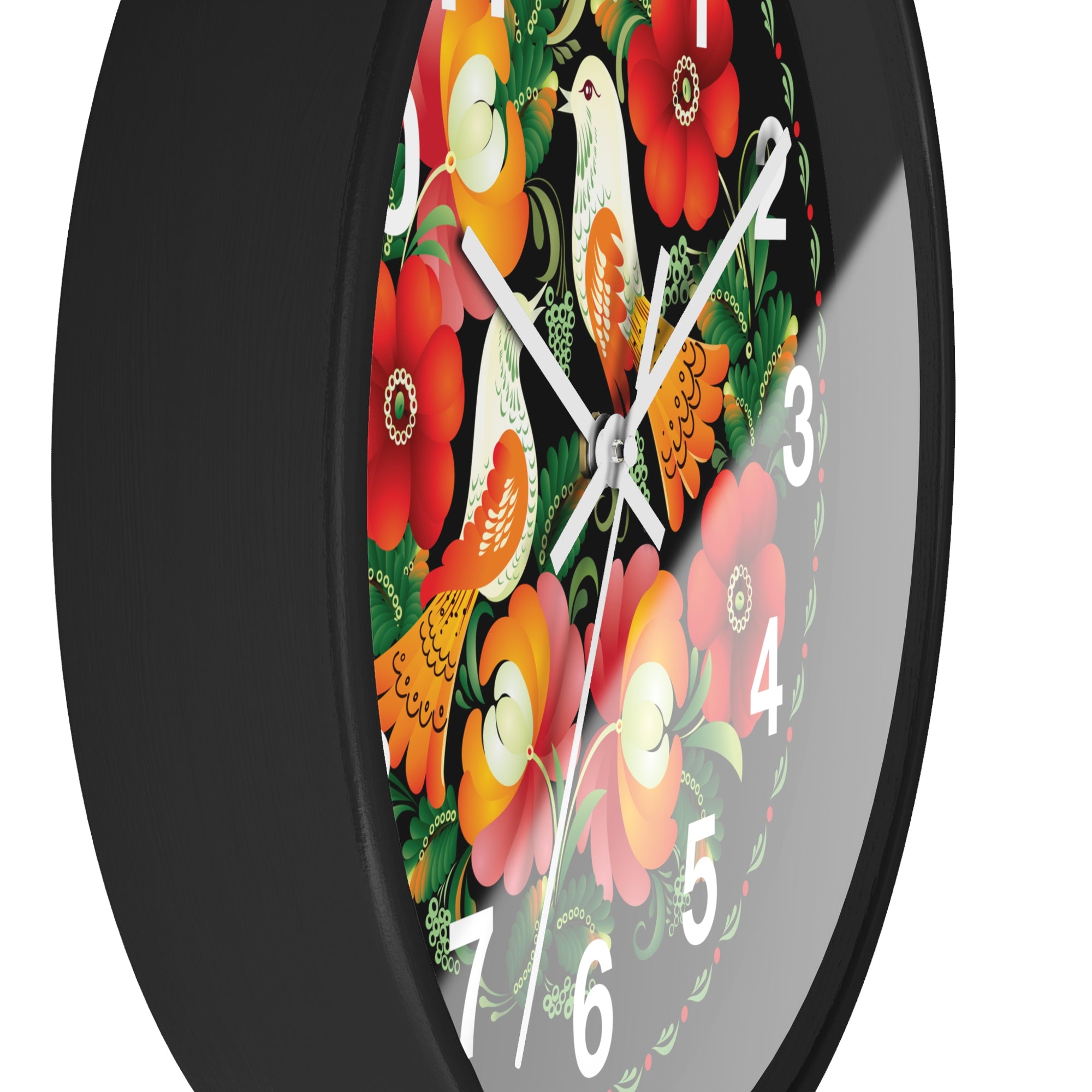 Folk Art Love Birds Wall Clock