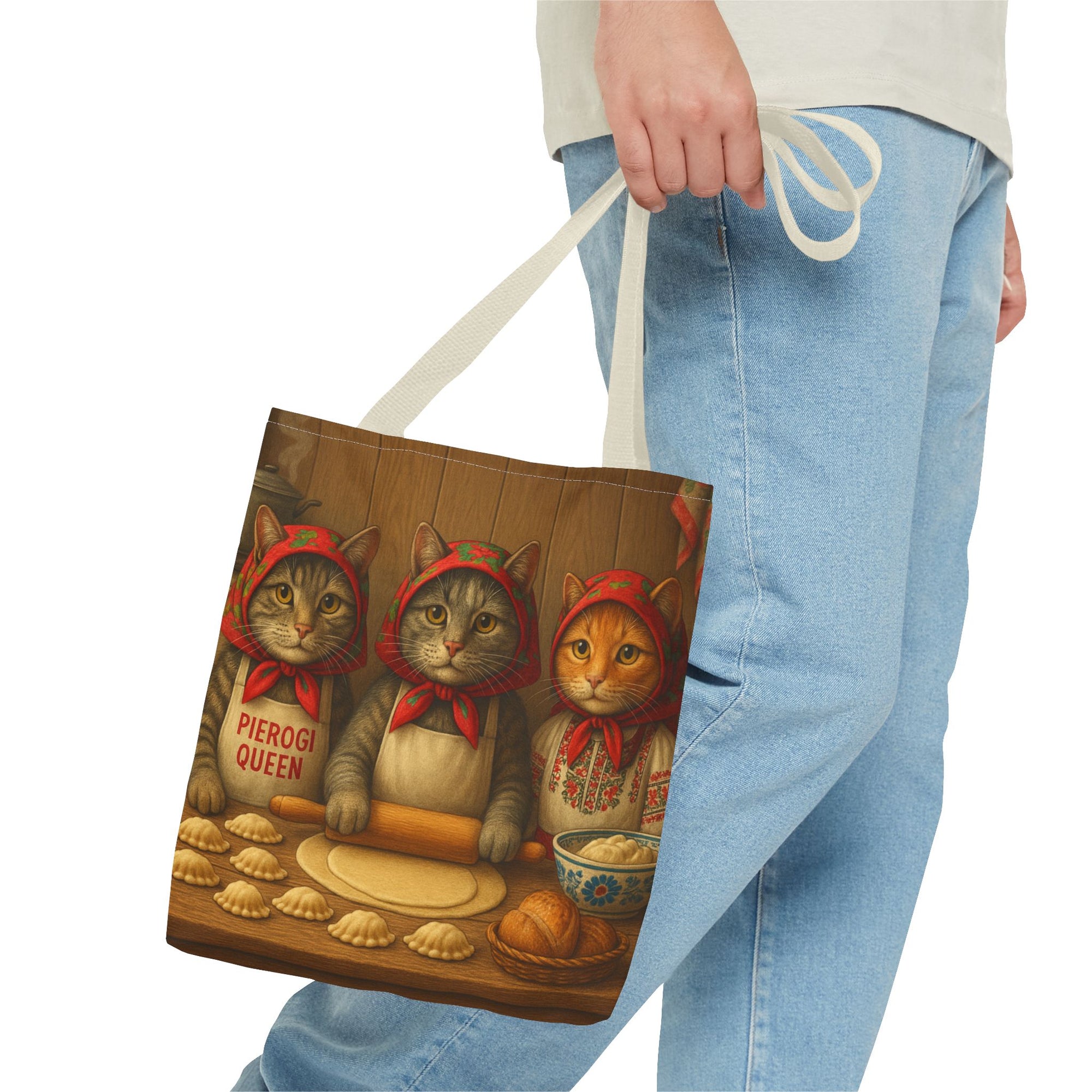 Babcia Cat Trio Making Pierogi Tote Bag