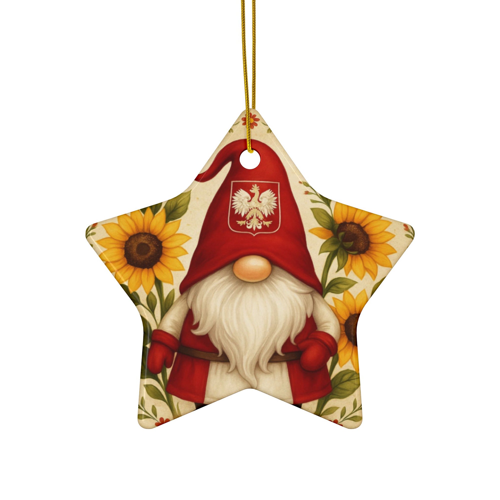 Cute Polish Gnone Ceramic Ornament,  2-Sided Design