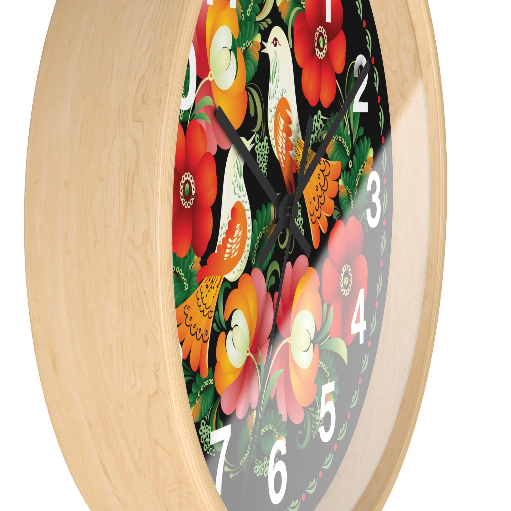Folk Art Love Birds Wall Clock