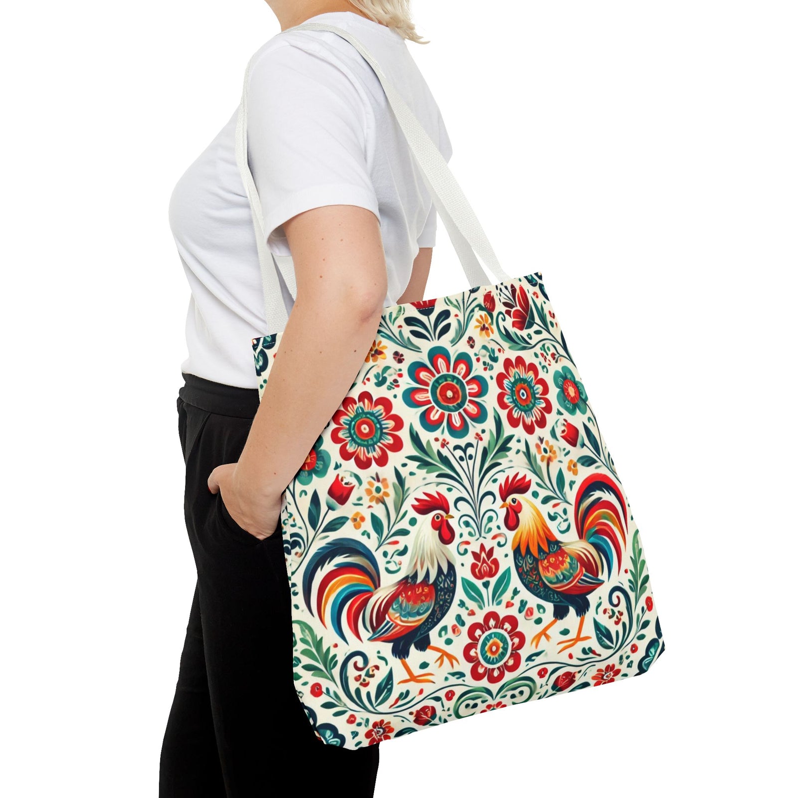 Colorful Polish Wycinanki Floral Design Tote Bag