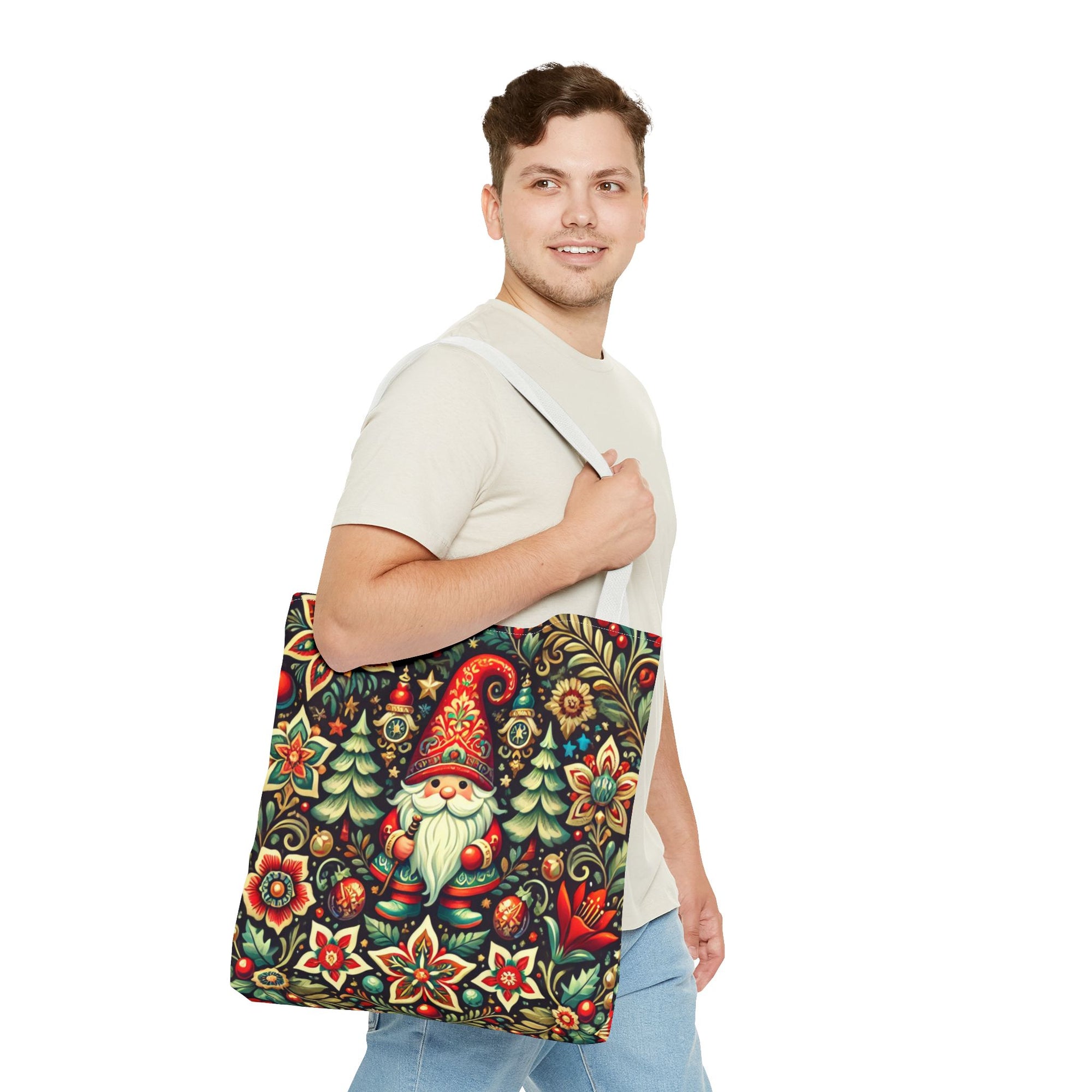 Christmas Gnome Festive Holiday Polish Folk Art Pattern Tote Bag