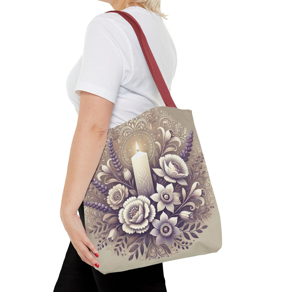 All Saints Day Religious Floral Folk Art Tote Bag