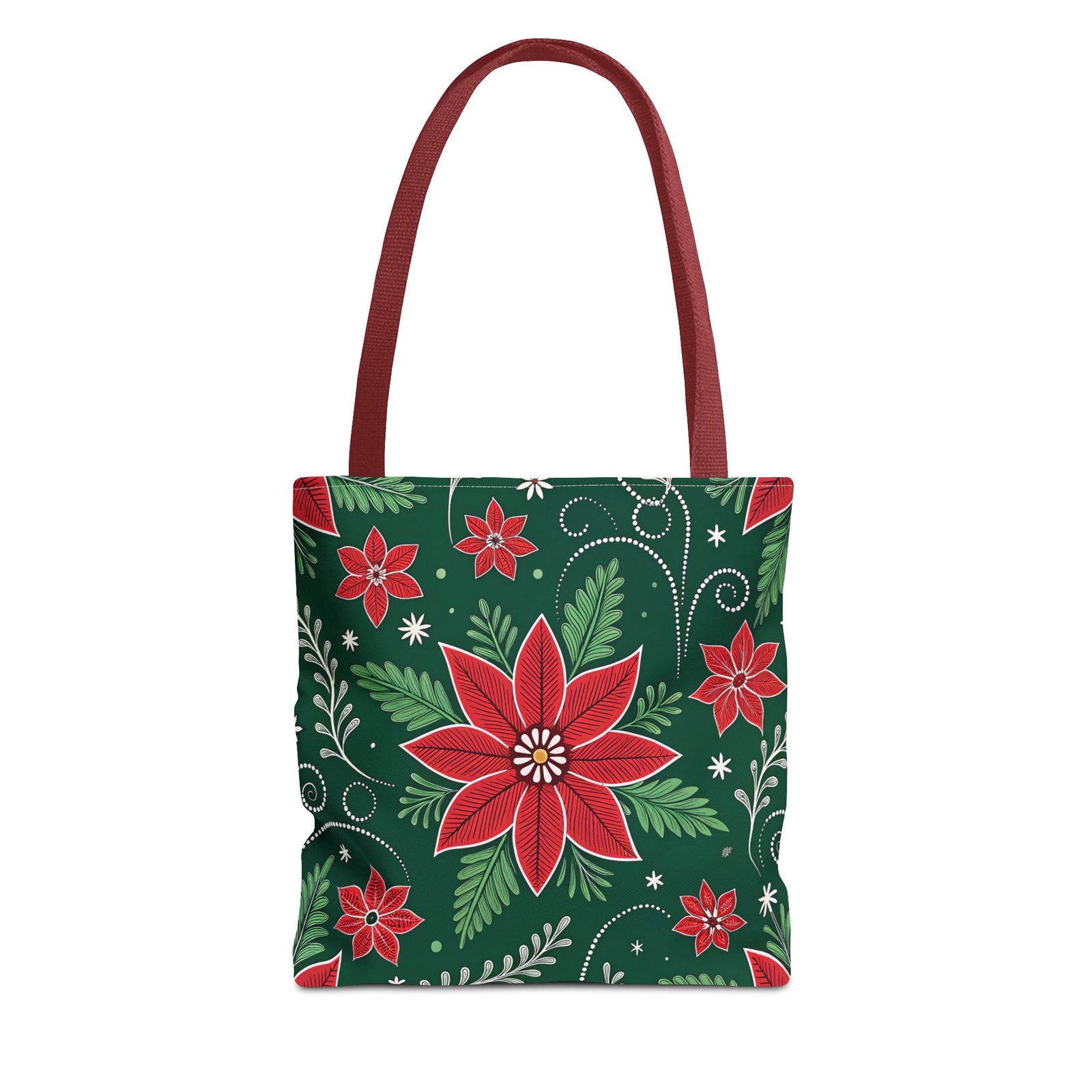 Christmas Poinsettia Folk Art Tote Bag