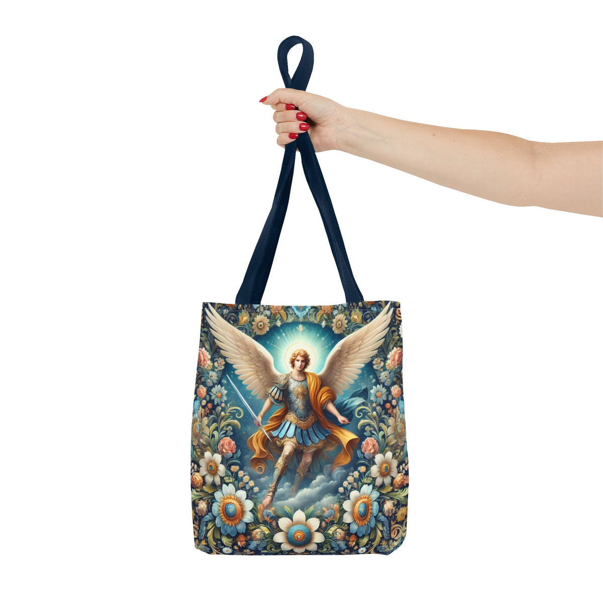 Archangel Michael Floral Tote Bag
