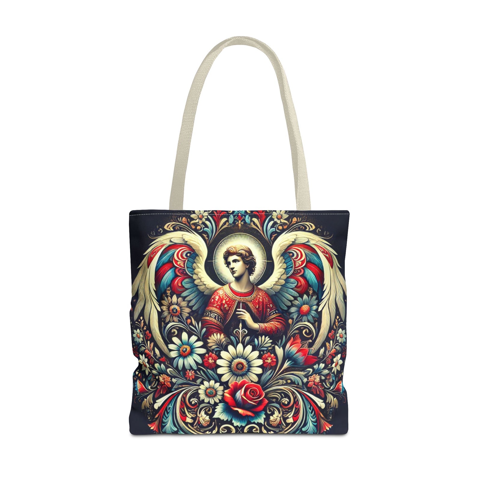 Archangel Michael Polish Floral Folk Art Tote Bag