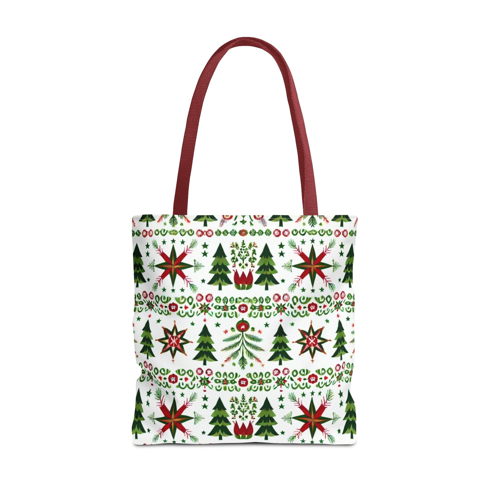 Polish Christmas Folk Art Pattern Stars Pines & Florals Tote Bag