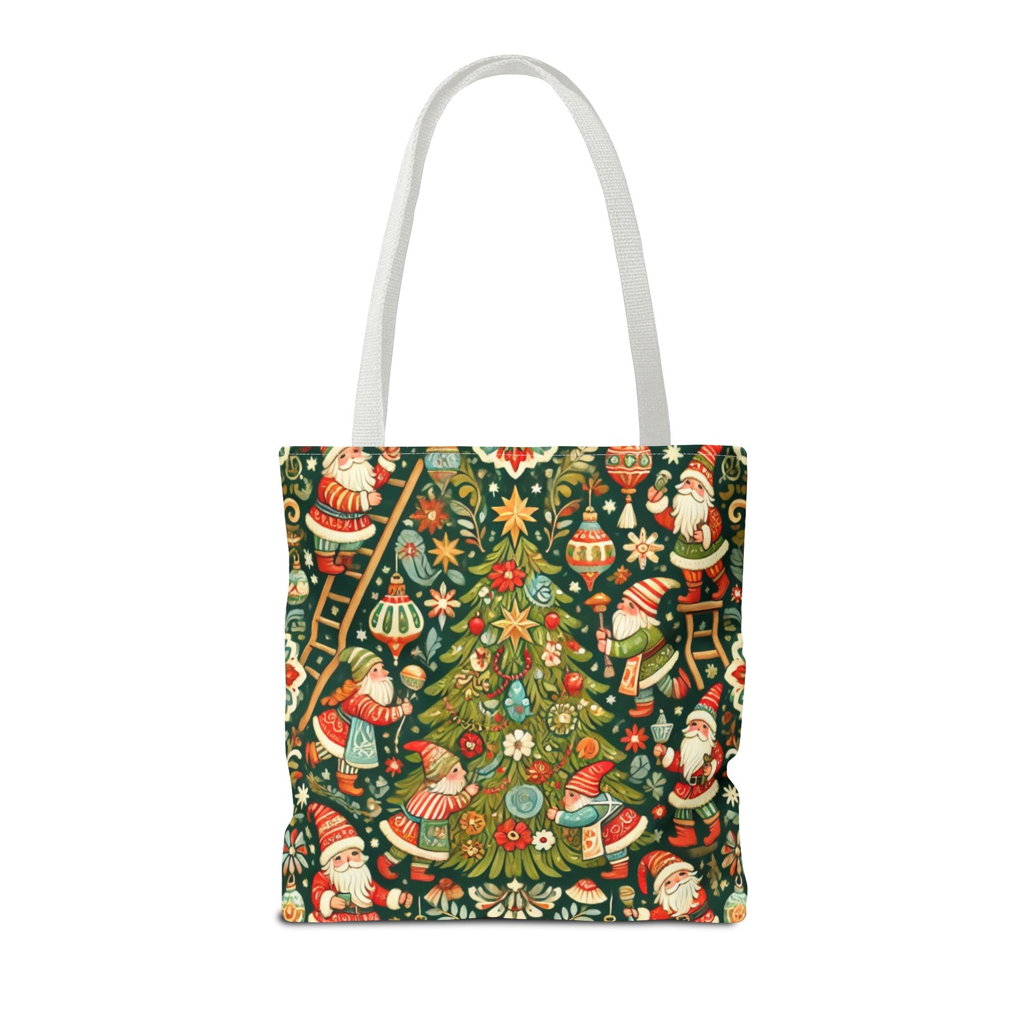Christmas Gnomes Decorating Tree Holiday Tote Bag