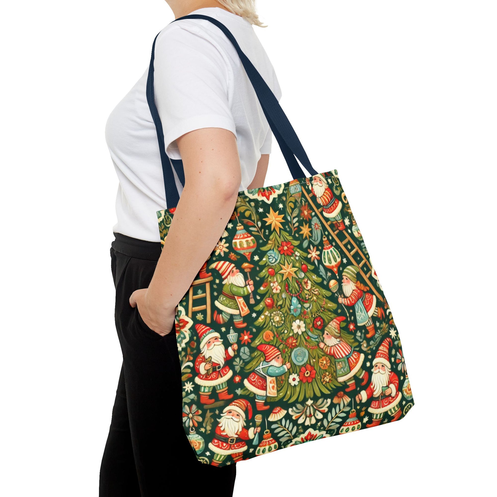 Christmas Gnomes Decorating Tree Holiday Tote Bag