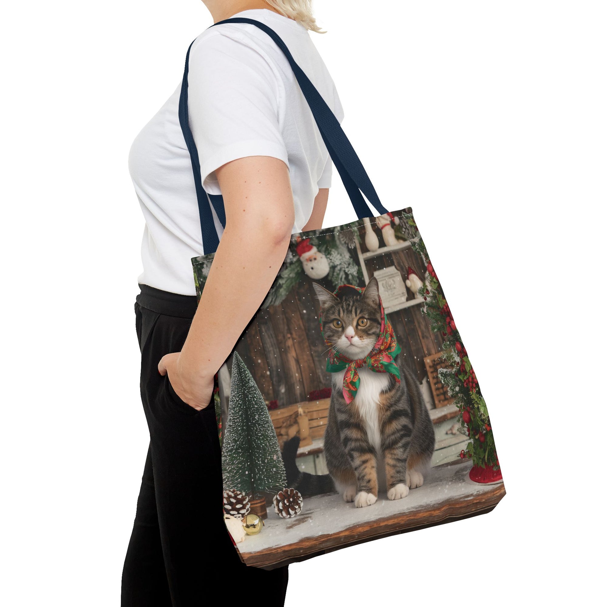 Babushka Cat Holiday Christmas Tote Bag