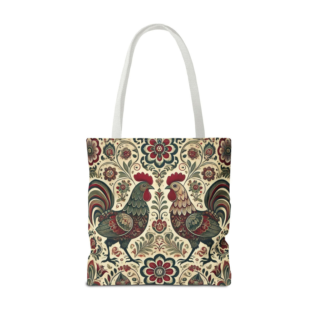 Retro Themed Polish Wycinanki Rooster Pattern Folk Art Tote Bag