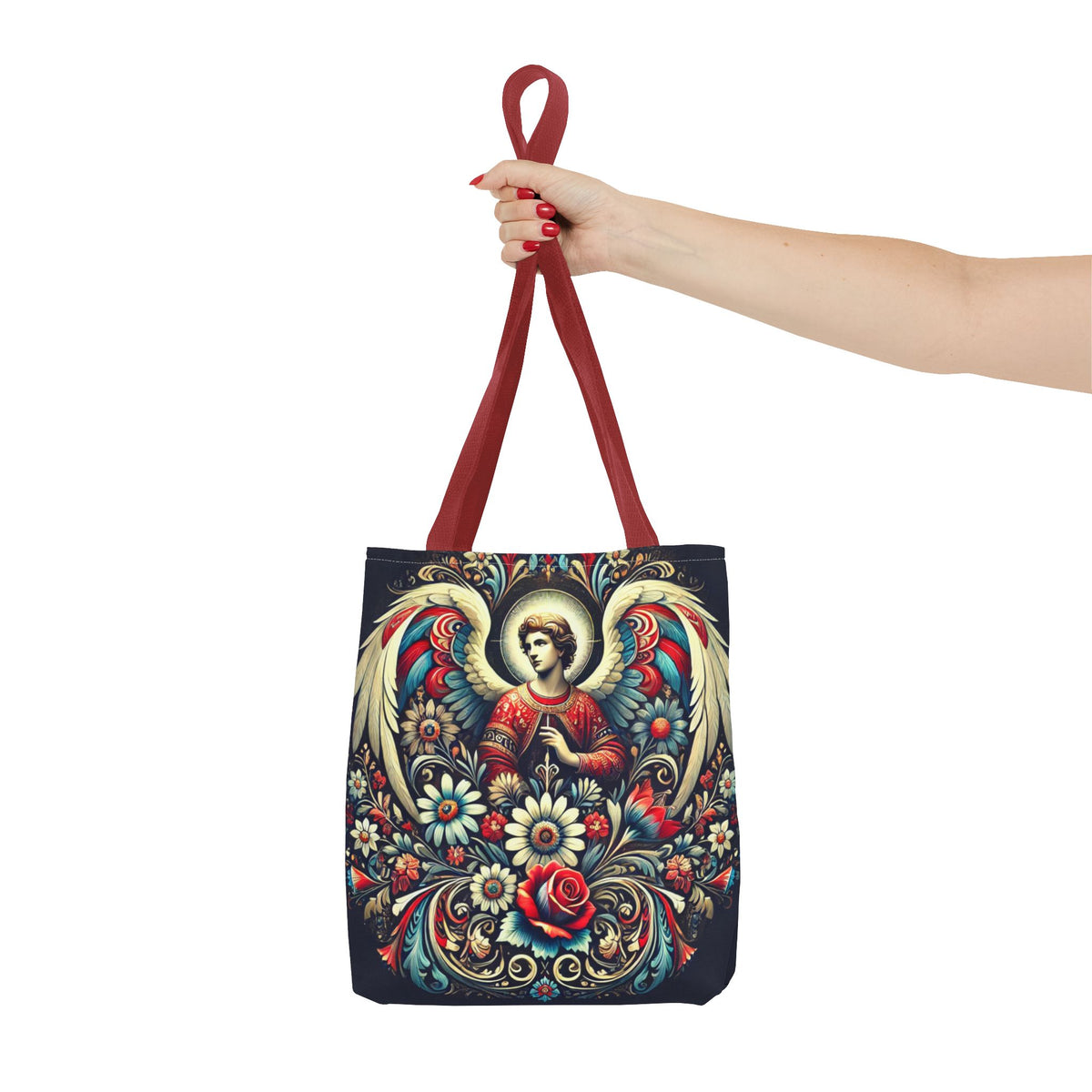 Archangel Michael Polish Floral Folk Art Tote Bag