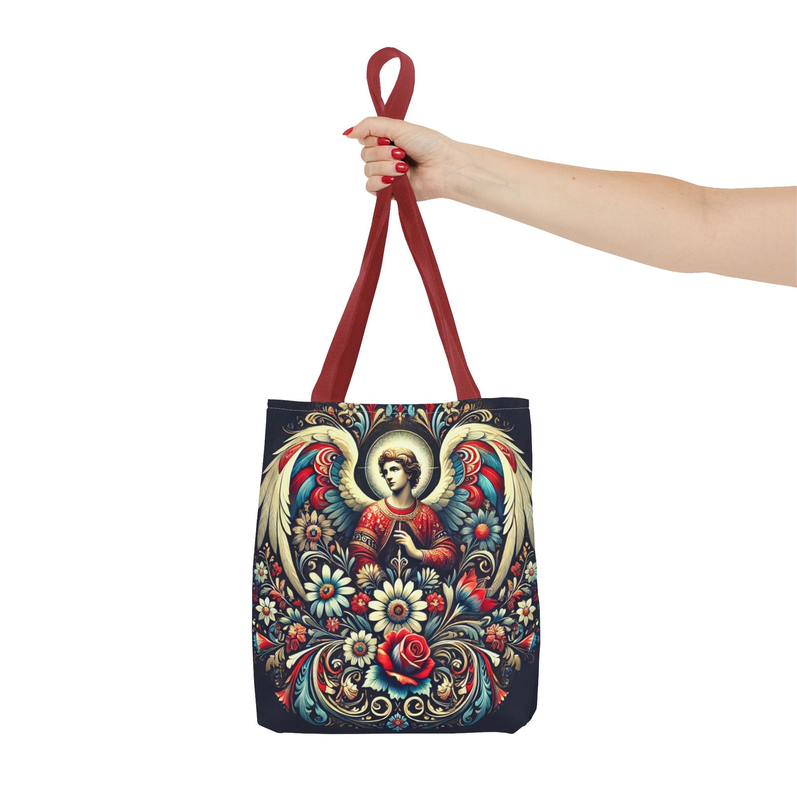 Archangel Michael Polish Floral Folk Art Tote Bag