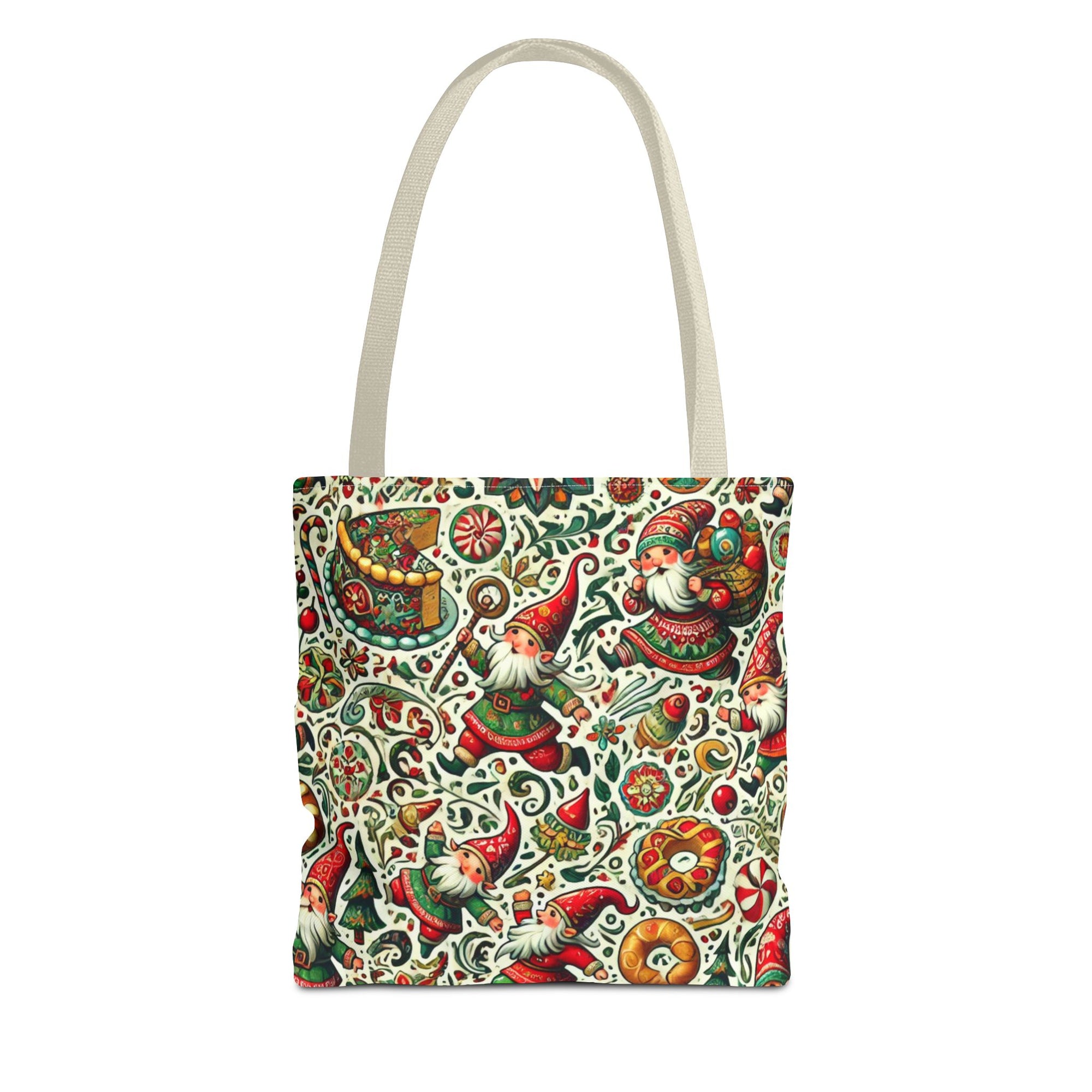 Christmas Gnomes Food Fight Whimsical Holiday Tote Bag